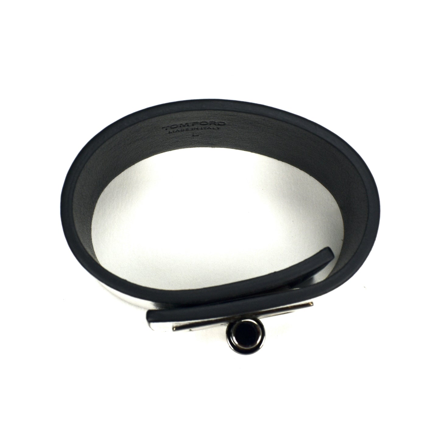 Tom Ford - Silver Leather Turnlock Bracelet