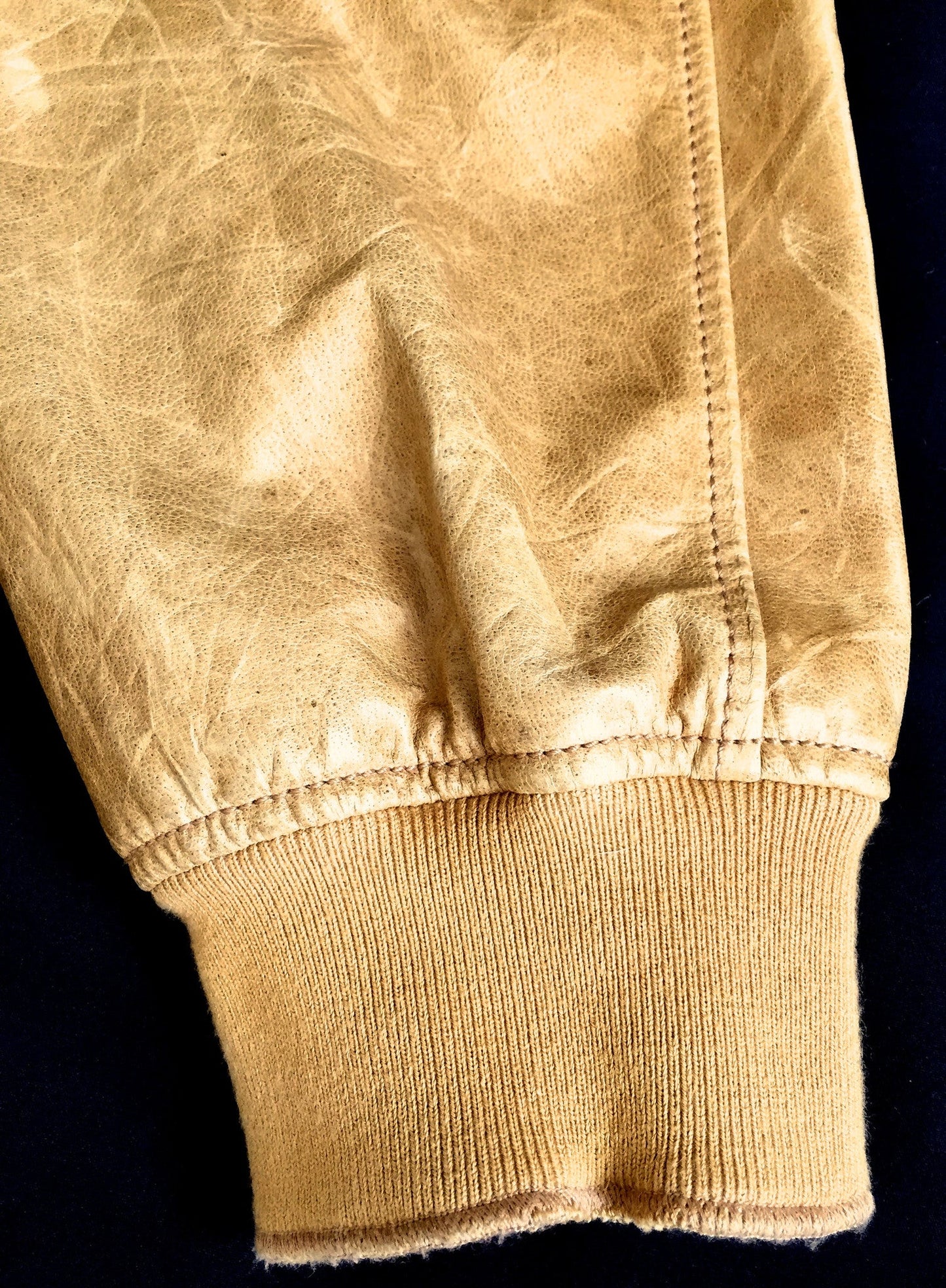 Yves Saint Laurent - Distressed Tan Leather Bomber Jacket