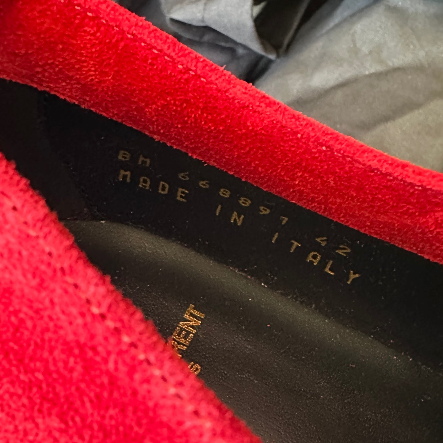 Saint Laurent - Red Suede Teddy 10 Derby Shoes