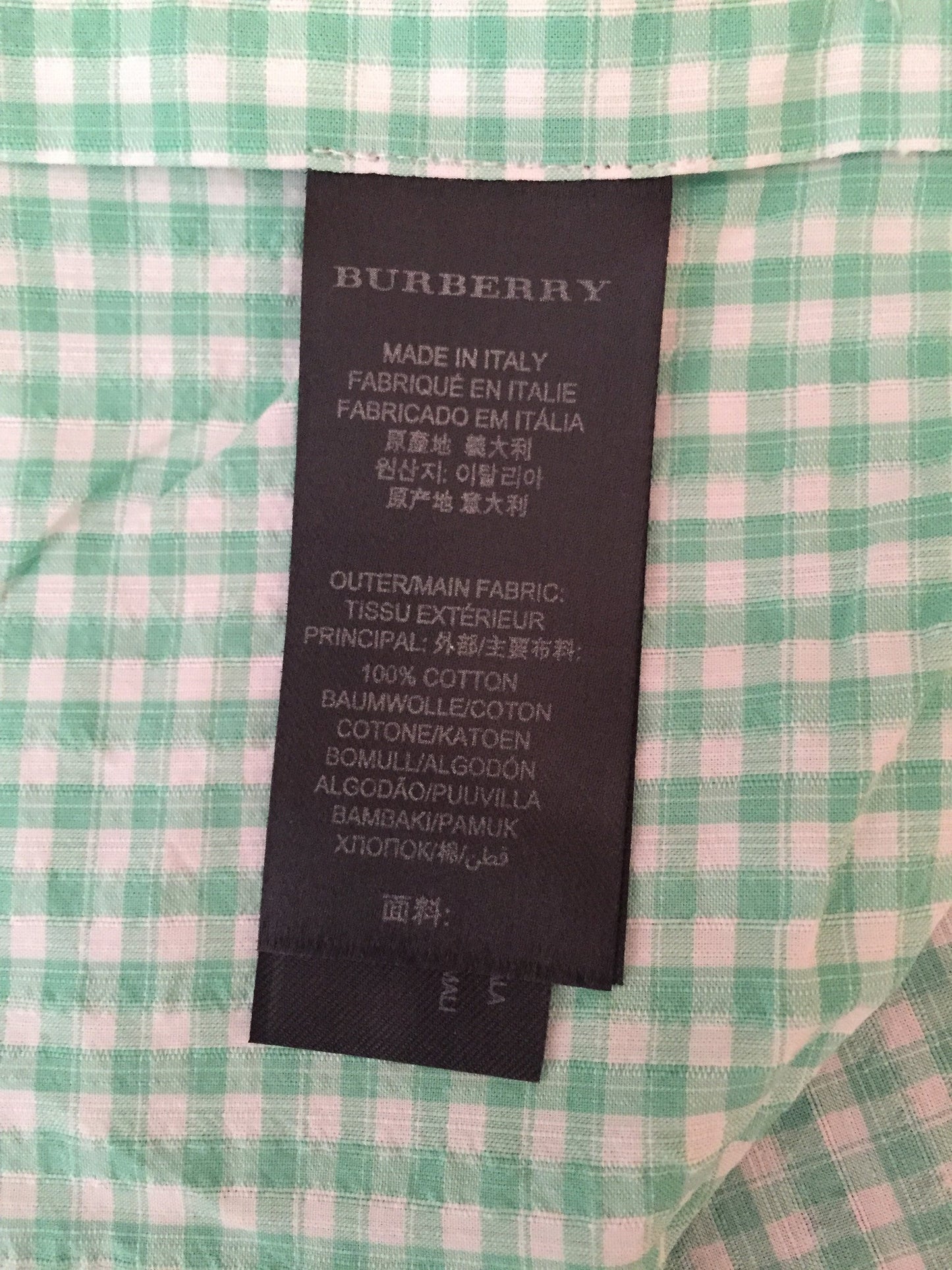 Burberry Prorsum - SS14 Green Gingham Plaid Button Down Shirt