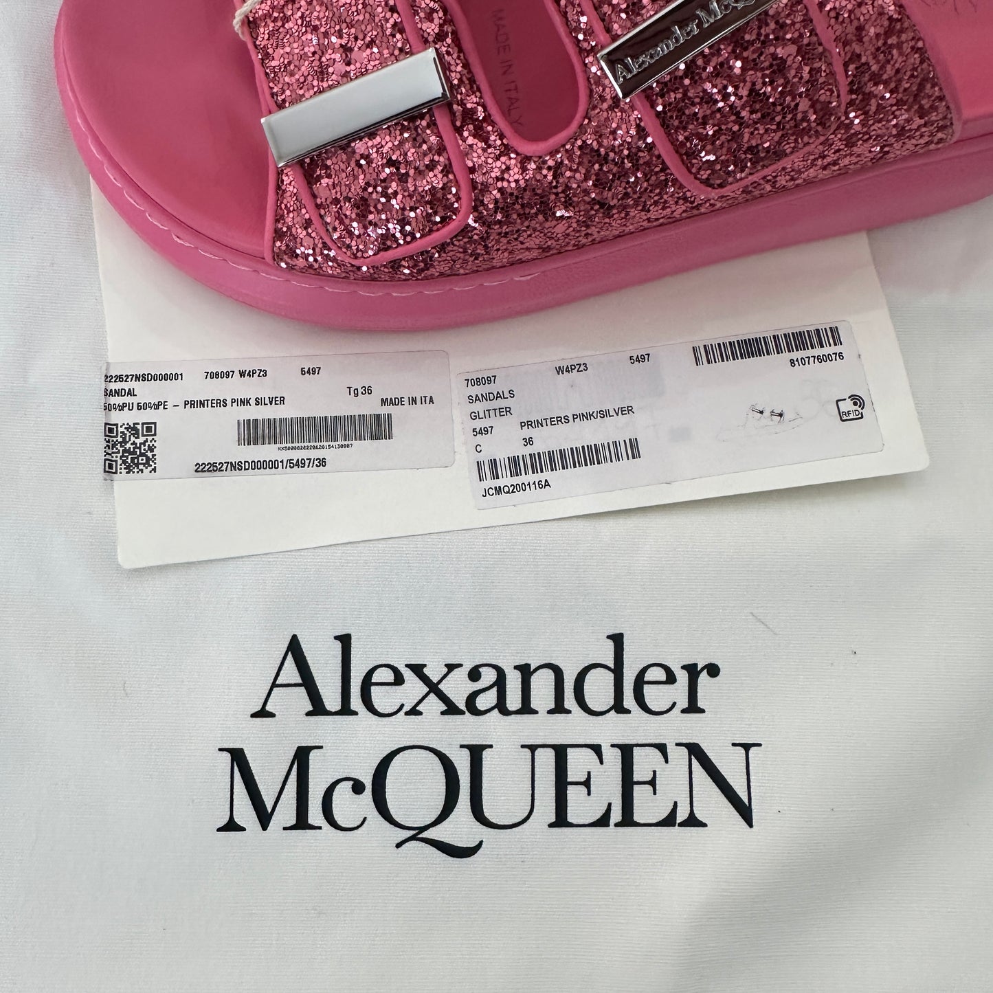 Alexander McQueen - Pink Glitter Hybrid Sandals