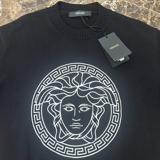 Versace - Black Medusa Embroidered Crewneck Sweater