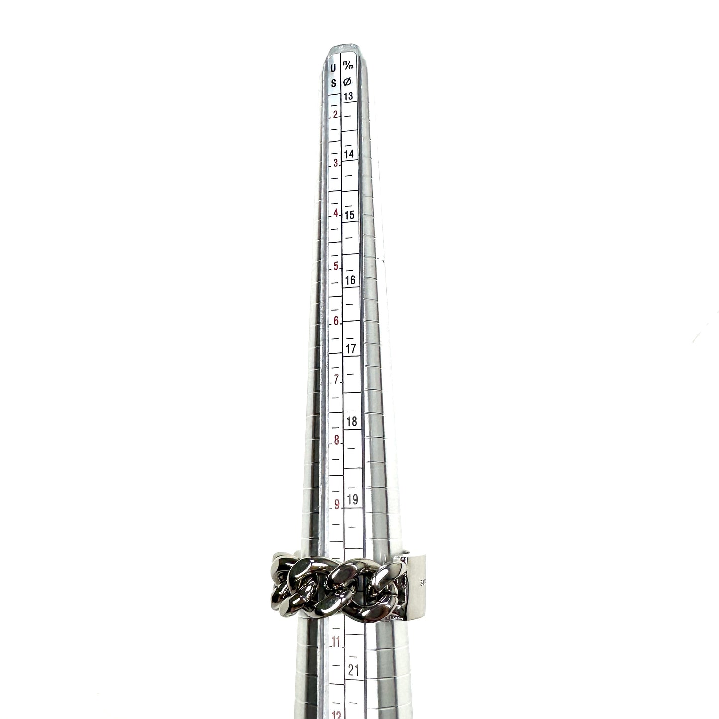 Saint Laurent - Silver Logo Plate Chain Ring