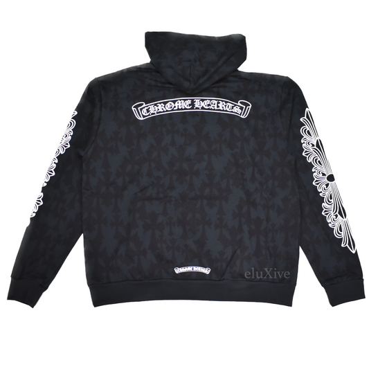 Chrome Hearts - Black Allover Cemetery Print Horseshoe Hoodie