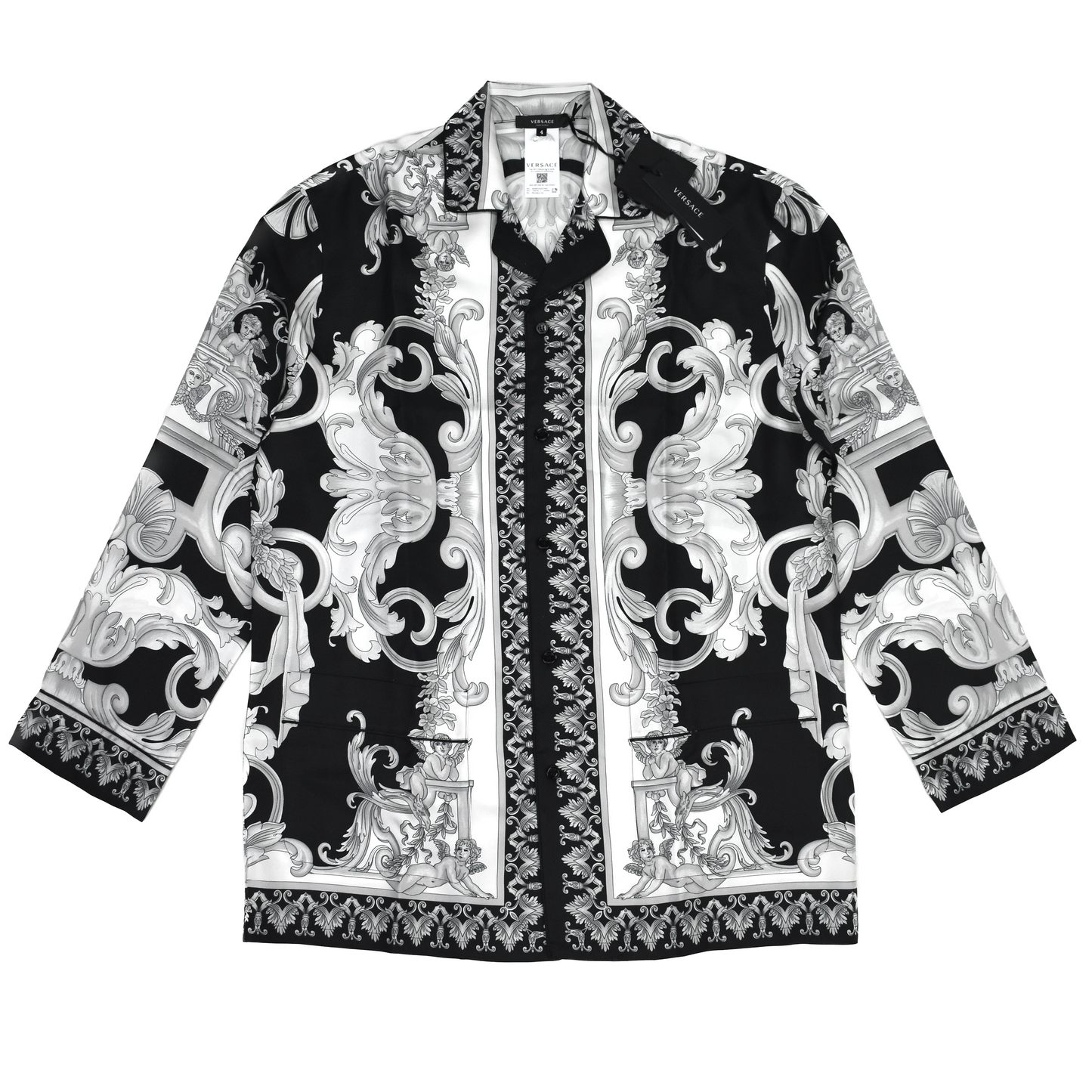 Versace - Black / Silver Barocco Print Silk Shirt
