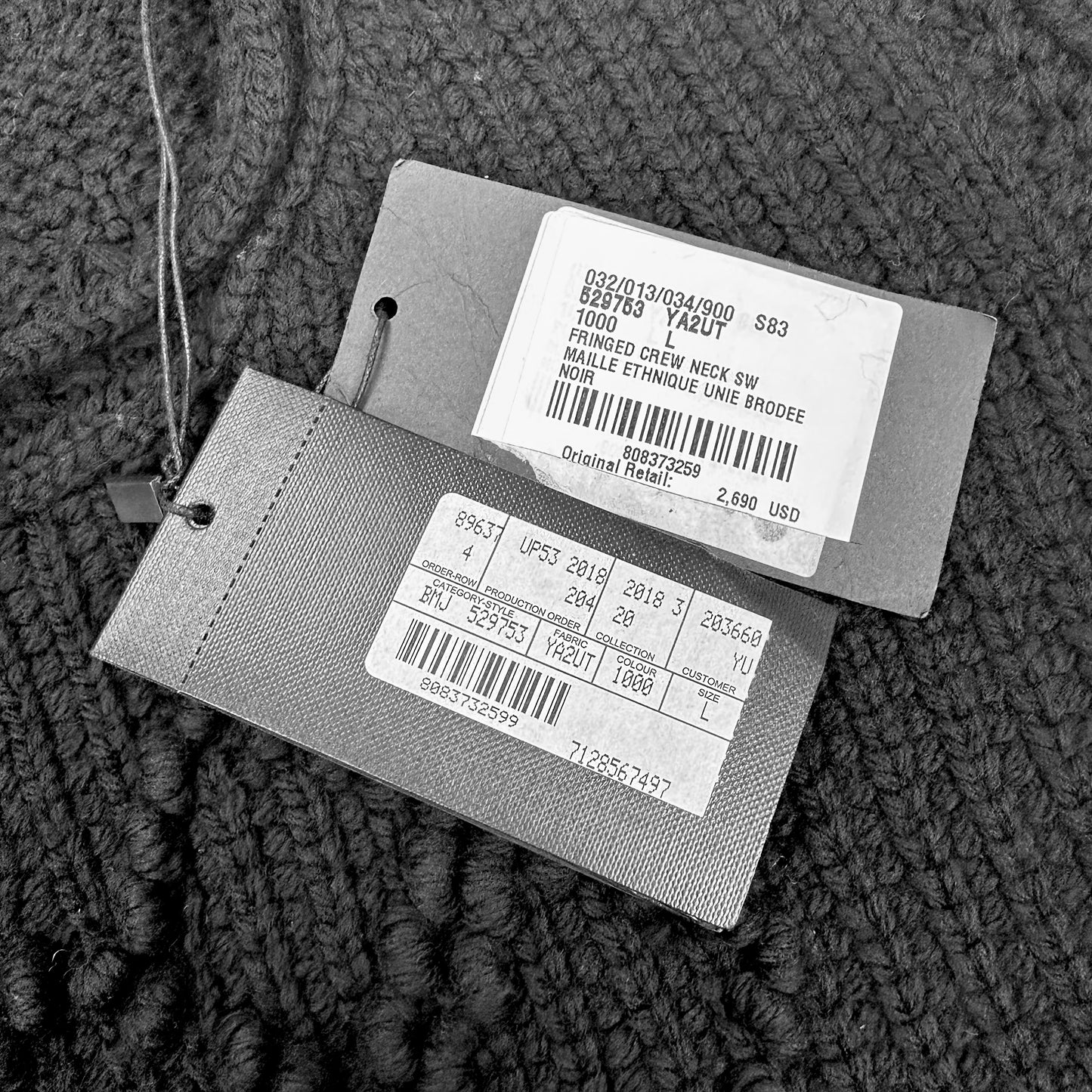 Saint Laurent - Black Heavy Knit Wool Fringed Sweater