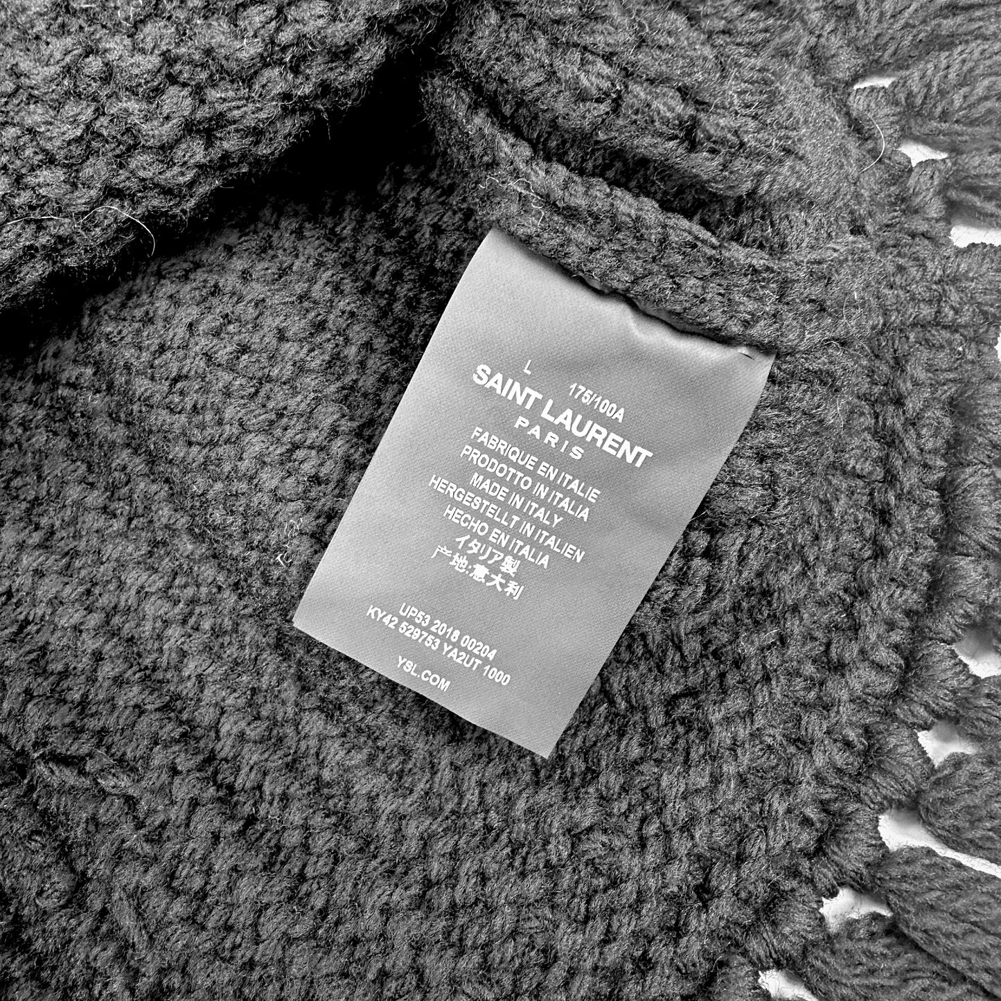 Saint Laurent - Black Heavy Knit Wool Fringed Sweater