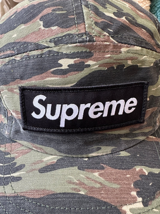 Supreme - Olive Camo Canvas Military Box Logo Hat