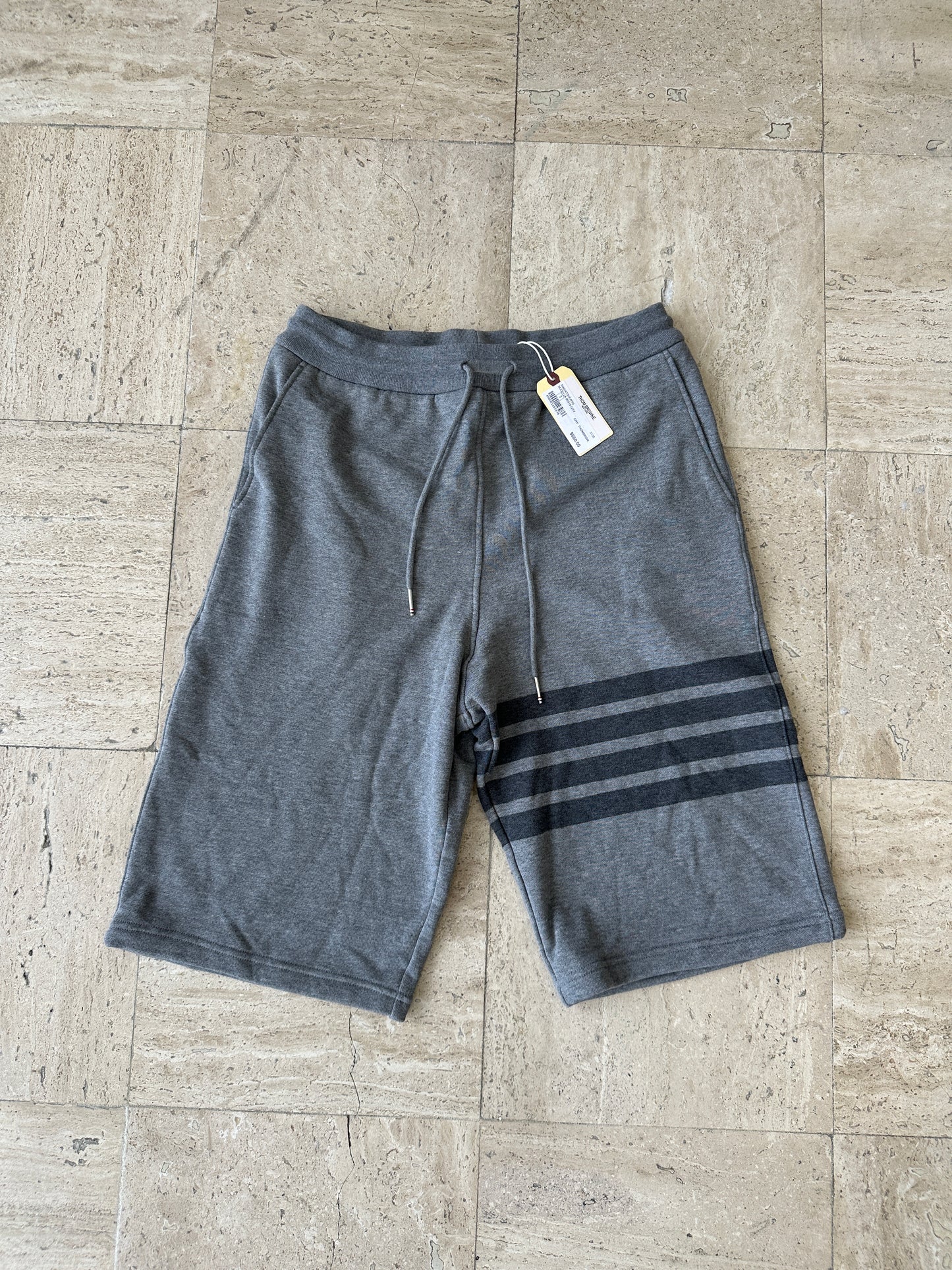 Thom Browne - Gray Stripe Long Sweatshorts