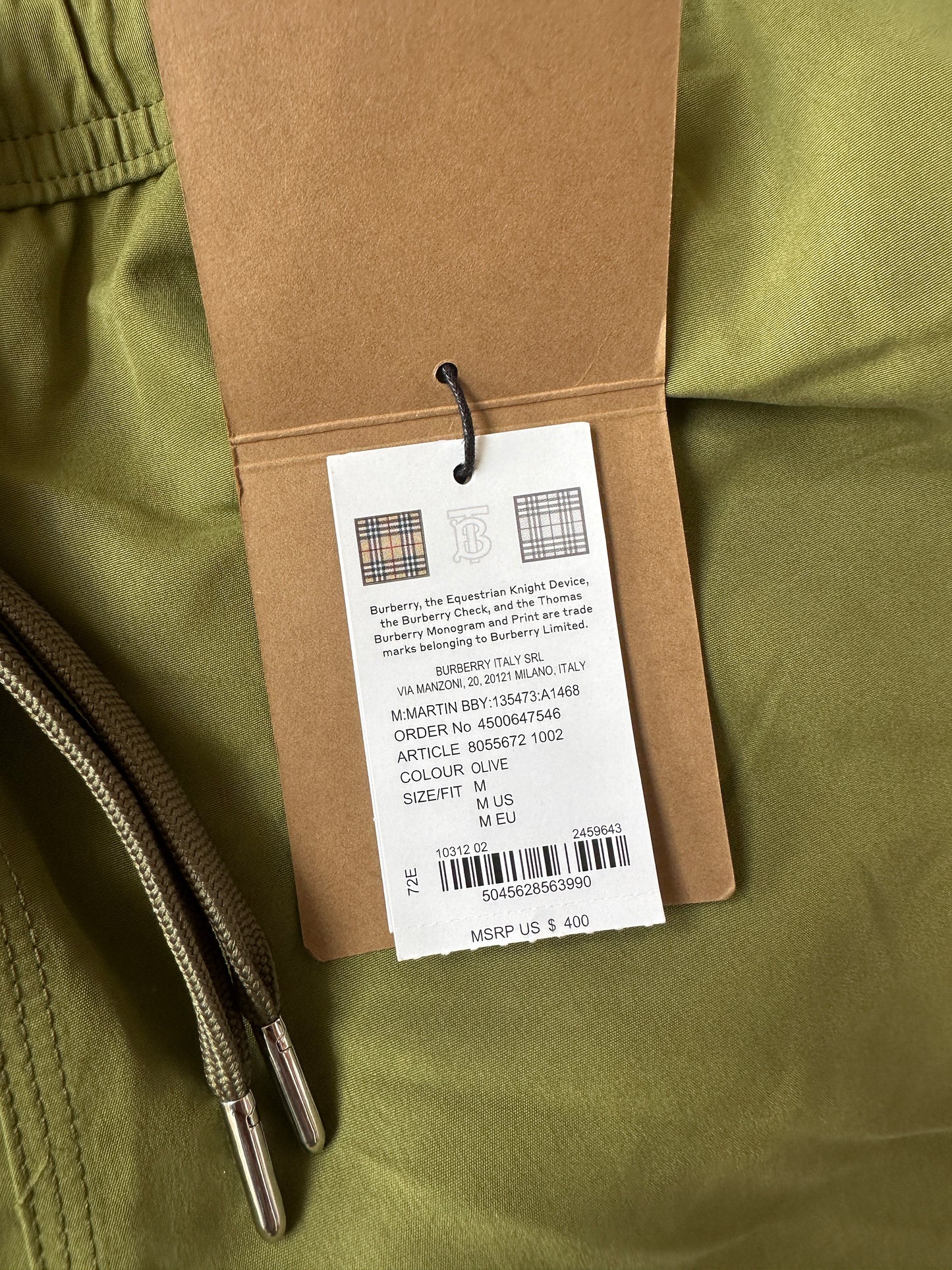 Burberry - Olive Logo Print Swim Shorts