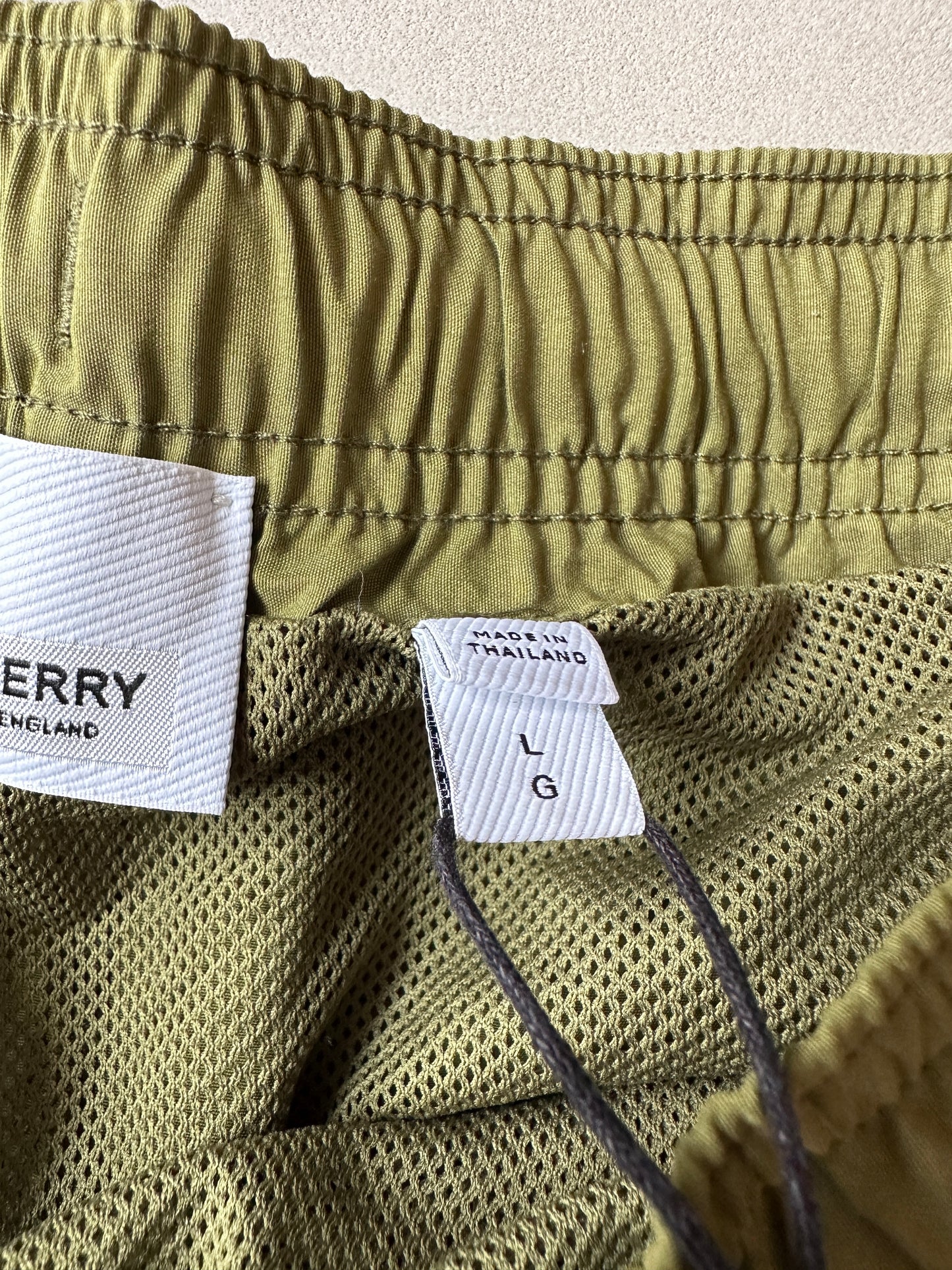 Burberry - Olive Logo Print Swim Shorts