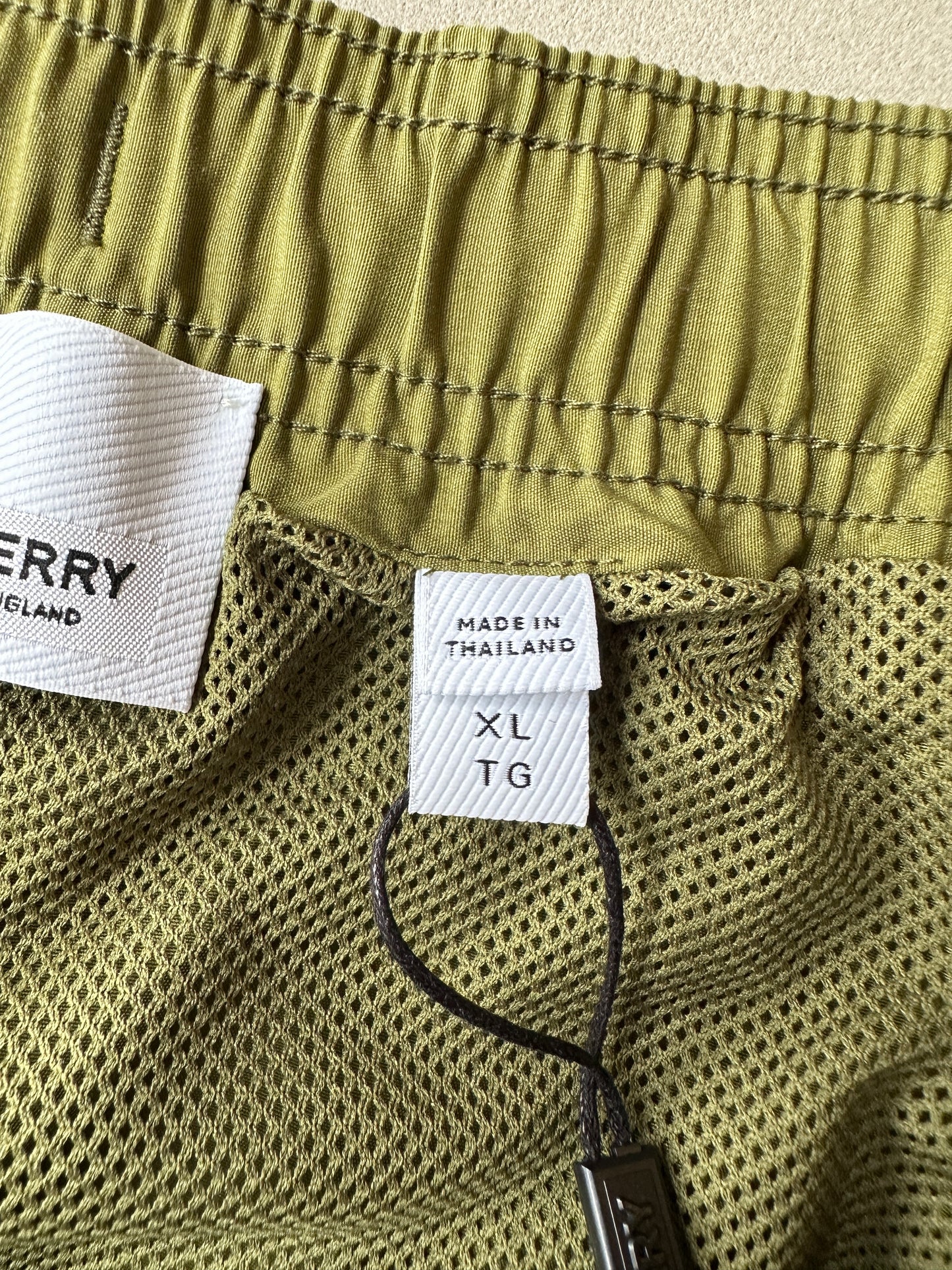 Burberry - Olive Logo Print Swim Shorts