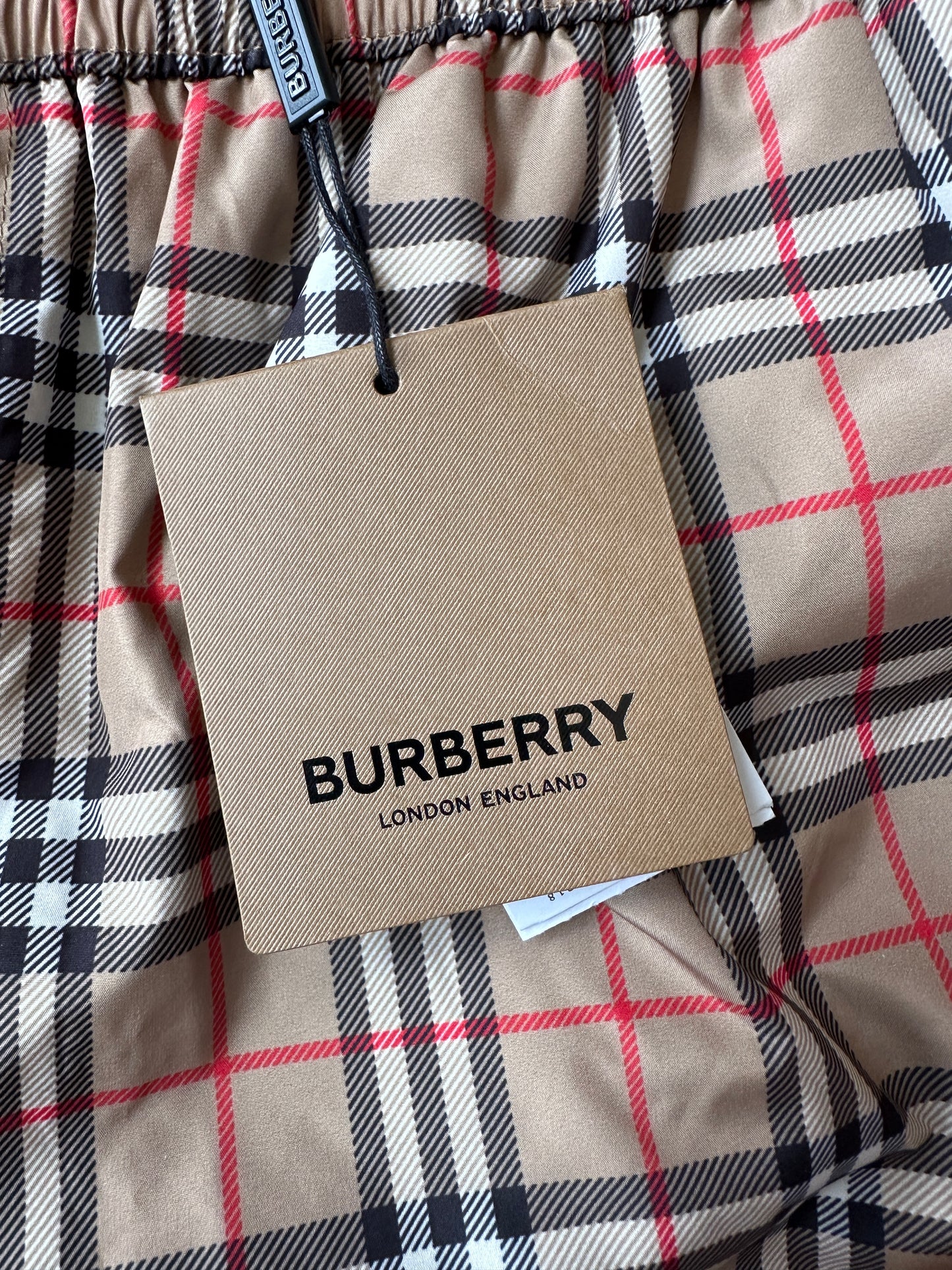 Burberry - Beige Archive Check Swim Shorts