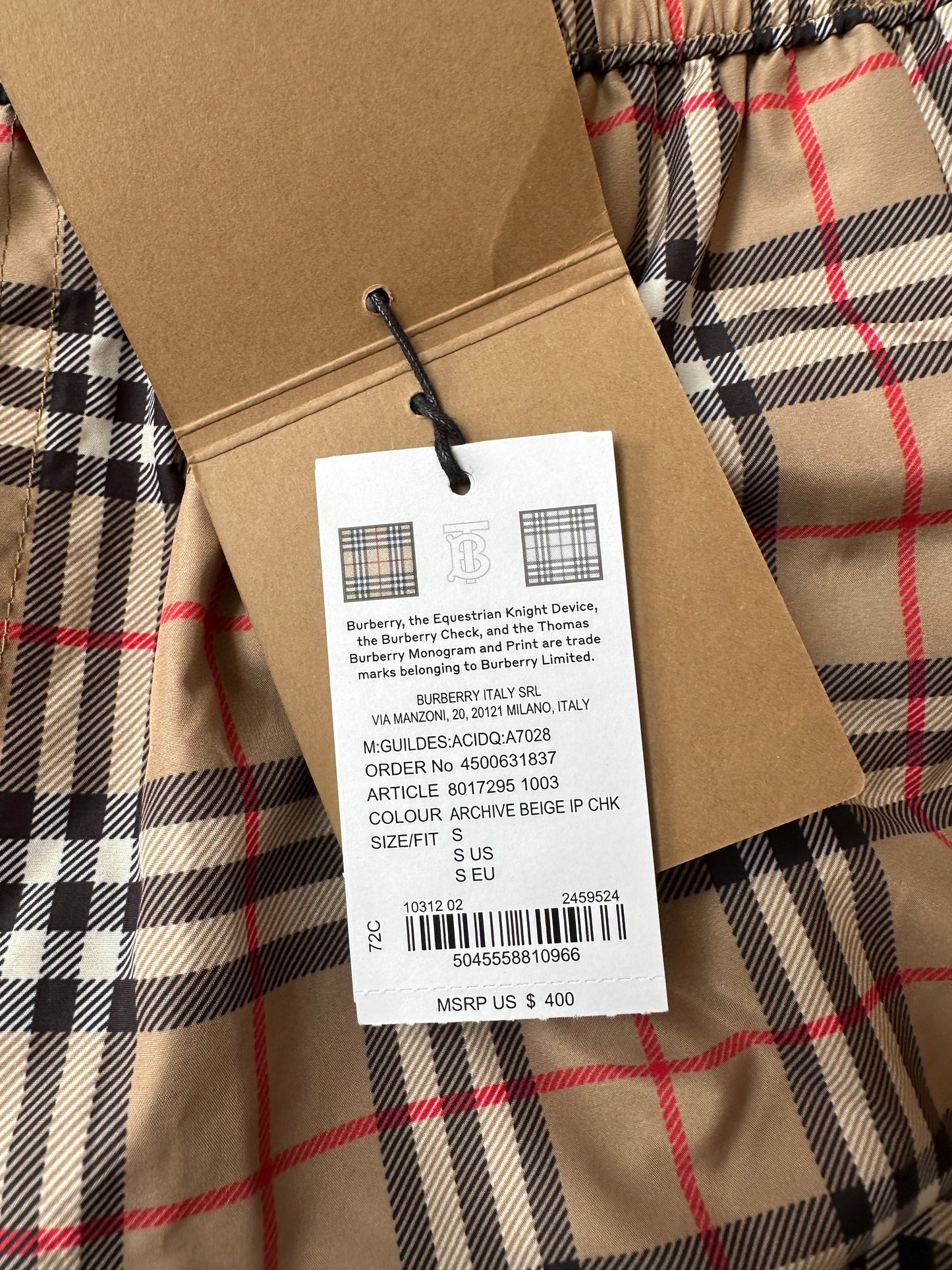 Burberry - Beige Archive Check Swim Shorts