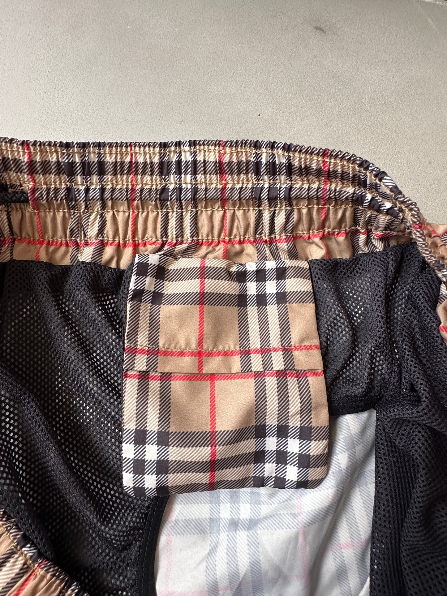 Burberry - Beige Archive Check Swim Shorts