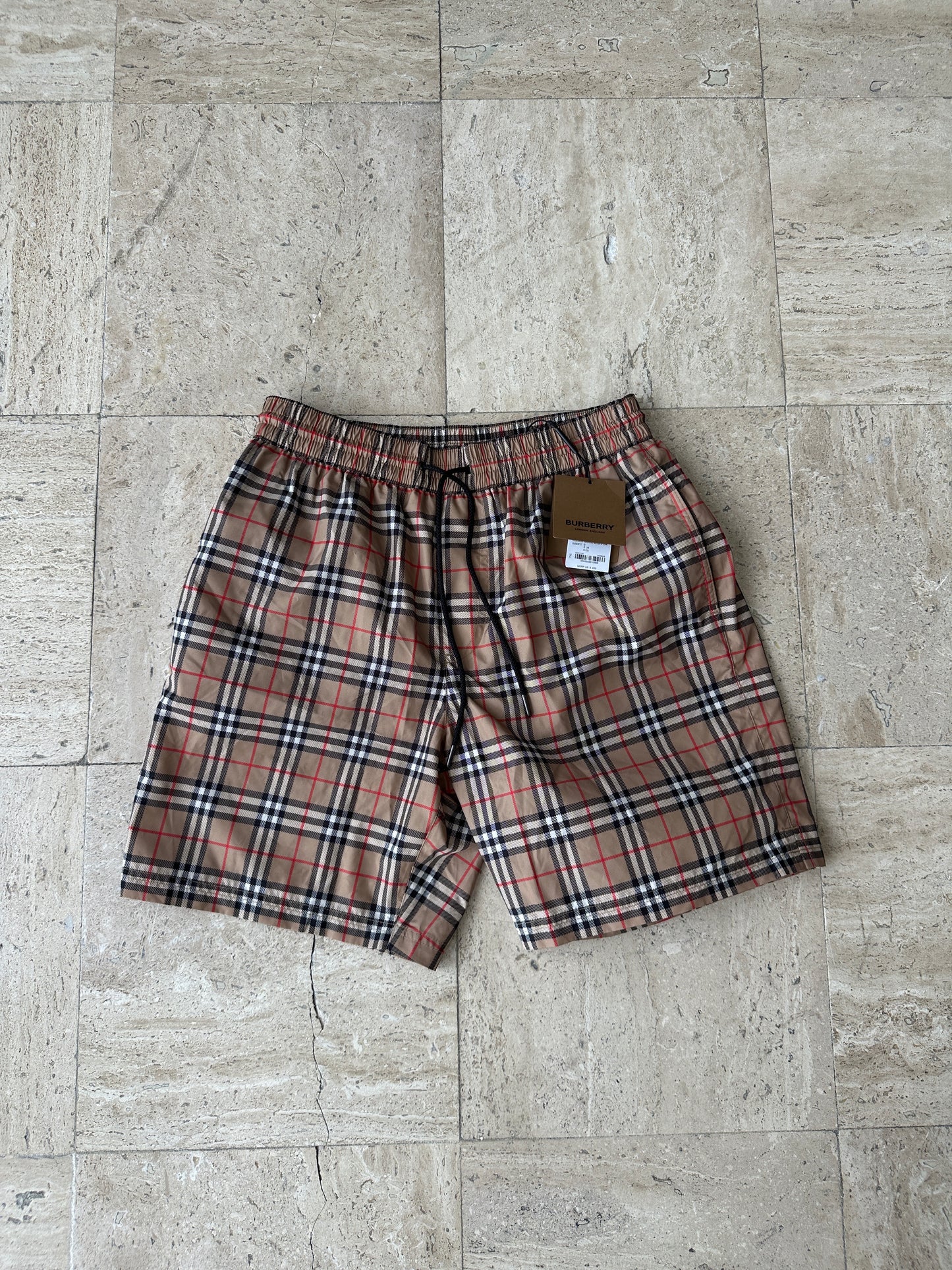 Burberry - Beige Archive Check Swim Shorts