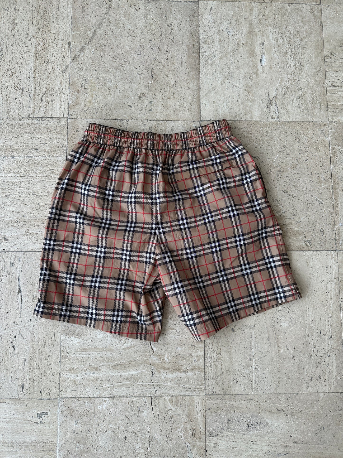 Burberry - Beige Archive Check Swim Shorts