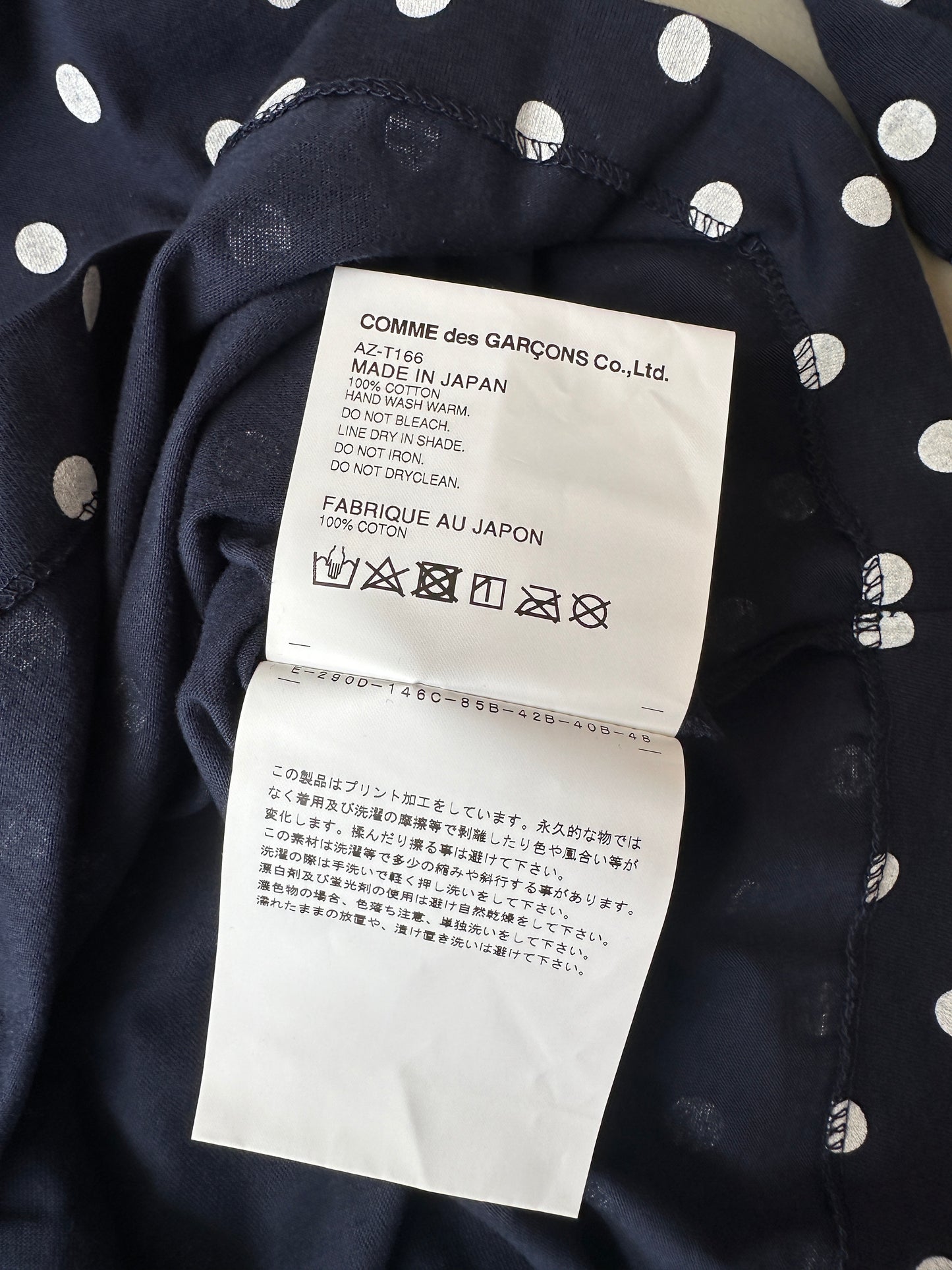 Comme des Garcons PLAY - Navy Polka Dot Heart Logo LS T-Shirt