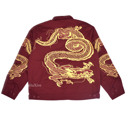 Supreme - Dark Red Dragon Embroidered Work Jacket