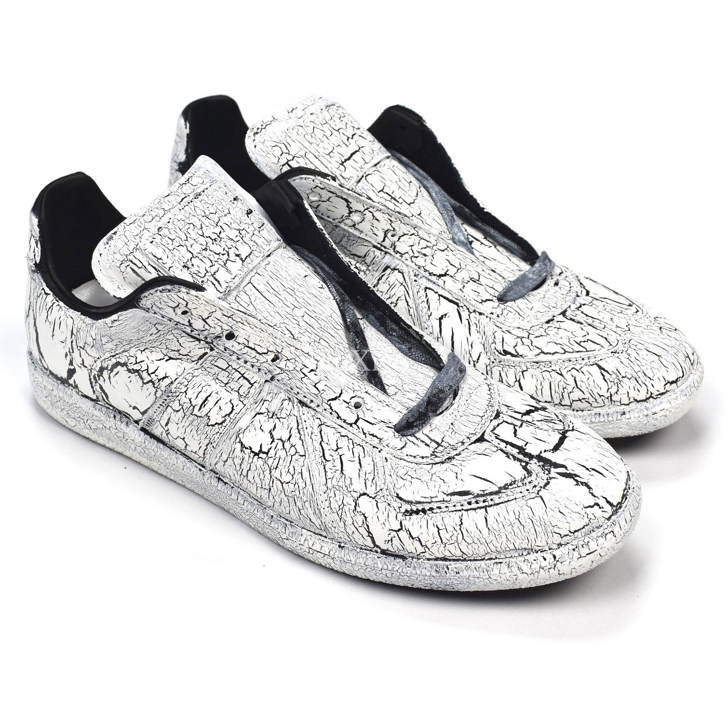 Maison Margiela - Black Leather White Painted GAT Sneakers