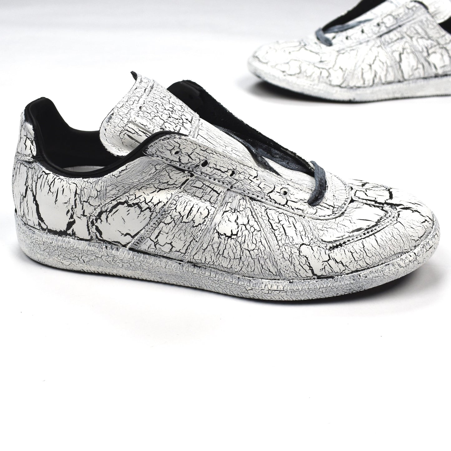 Maison Margiela - Black Leather White Painted GAT Sneakers