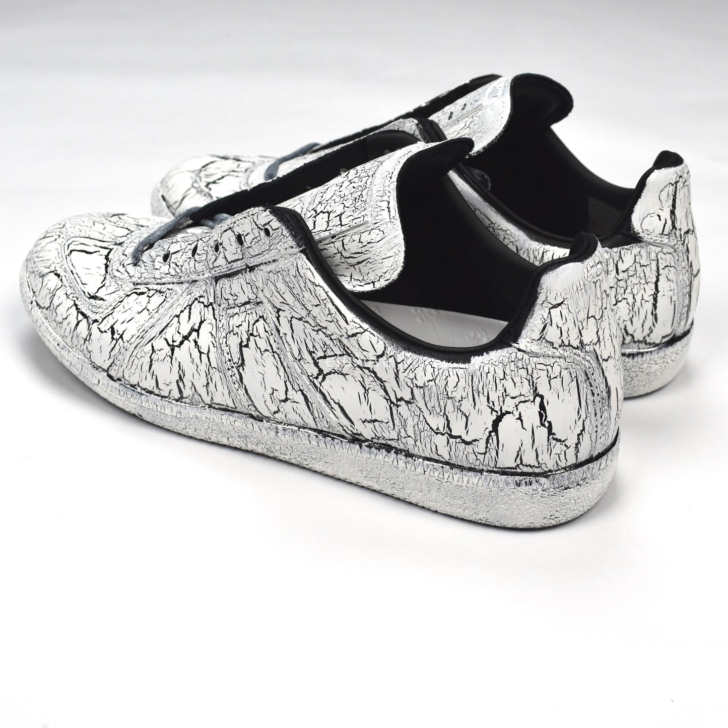 Maison Margiela - Black Leather White Painted GAT Sneakers