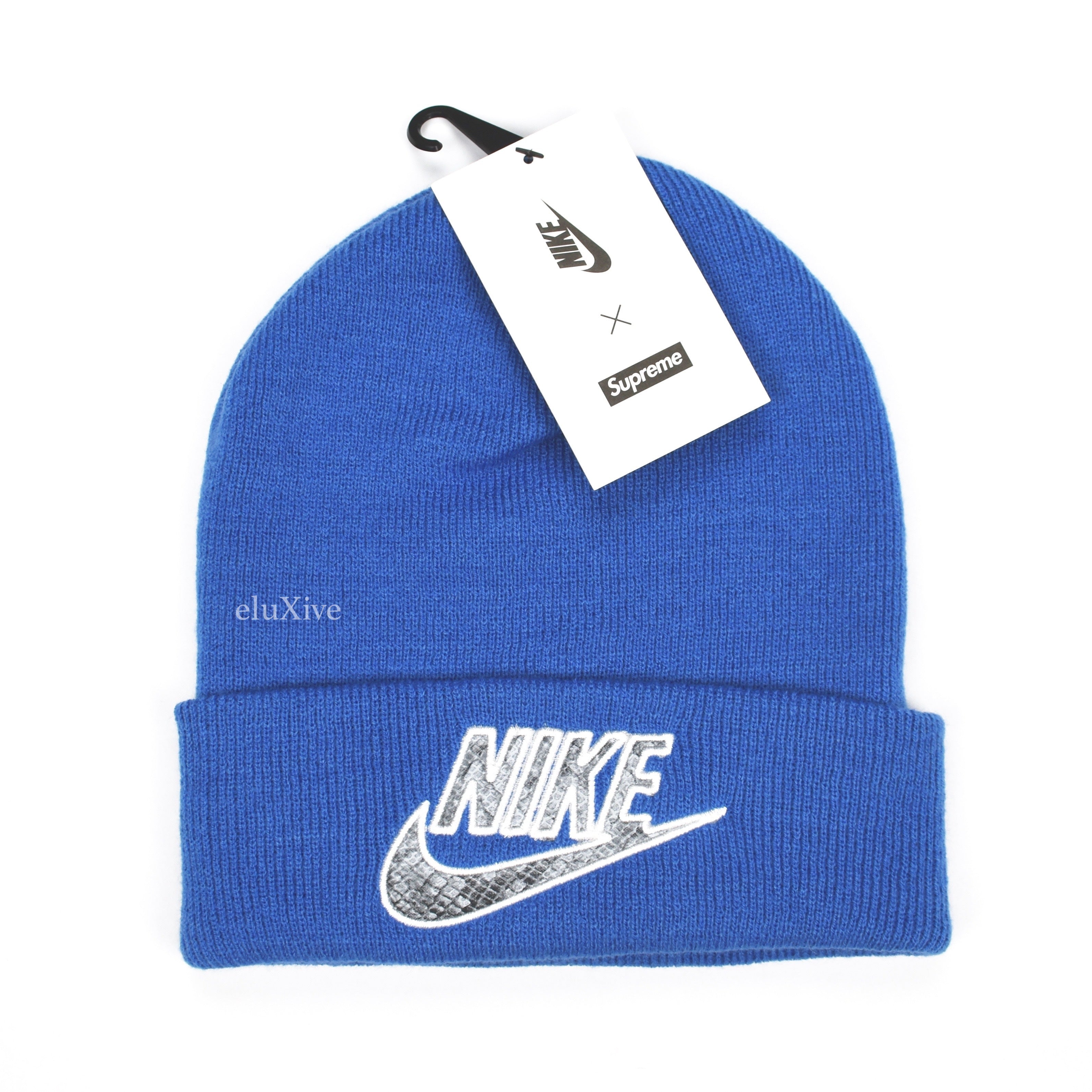 Norm Edelsteen hand Supreme x Nike - Snakeskin Logo Beanie (Blue) – eluXive