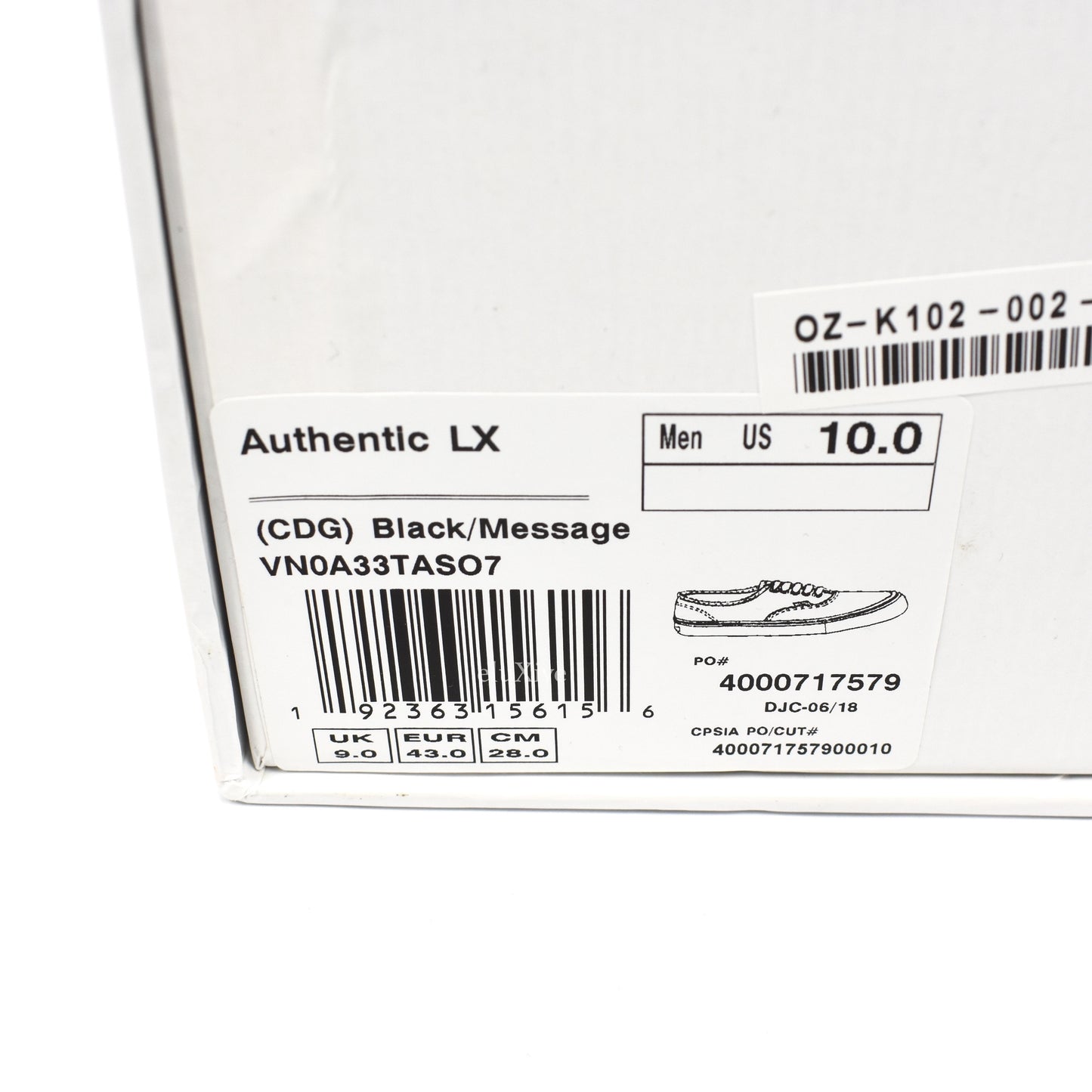 Comme des Garcons x Vans - Authentic LX CDG 'Message'