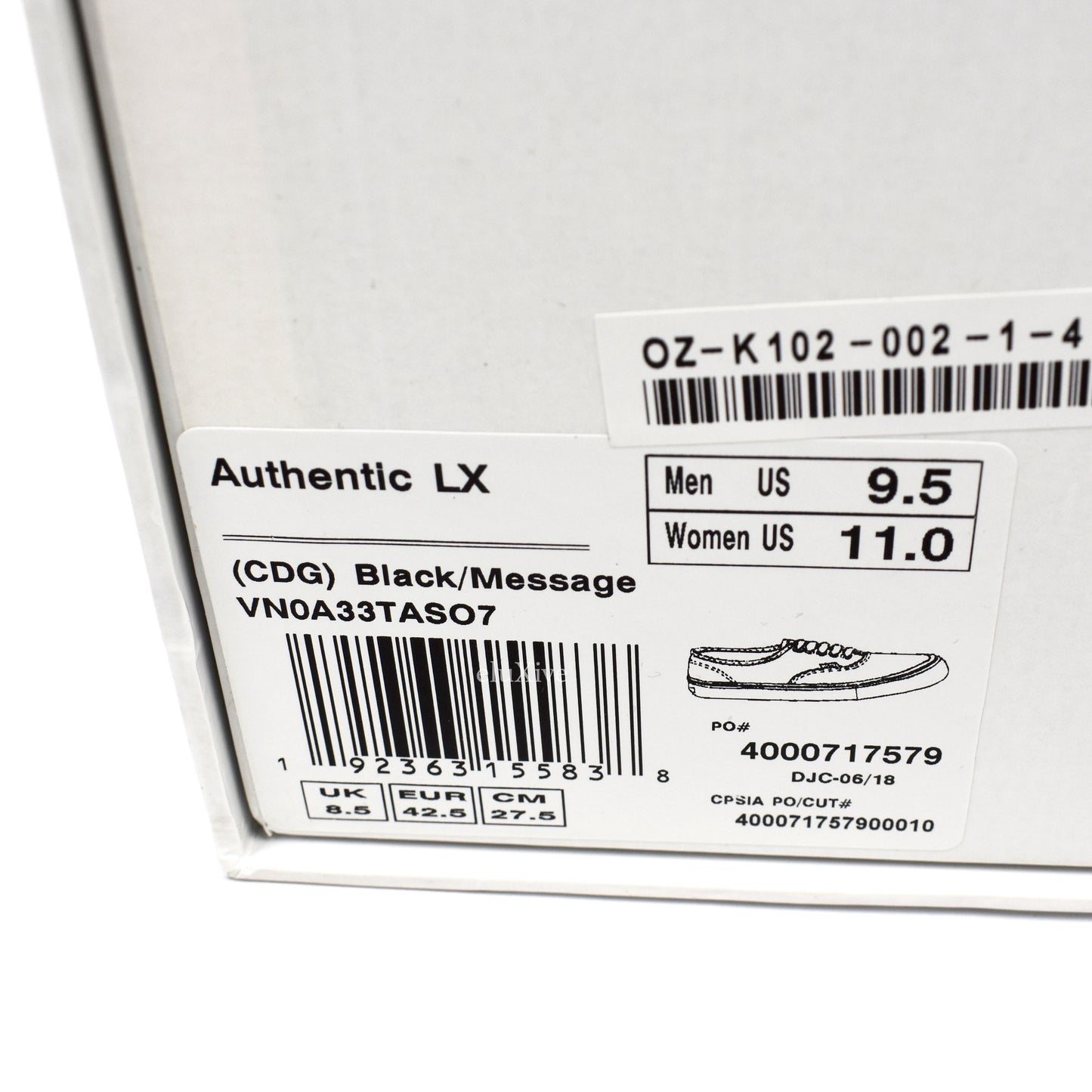 Comme des Garcons x Vans - Authentic LX CDG 'Message'