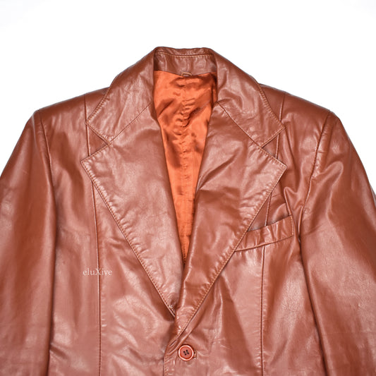Yves Saint Laurent - 1970s Cognac Leather Blazer