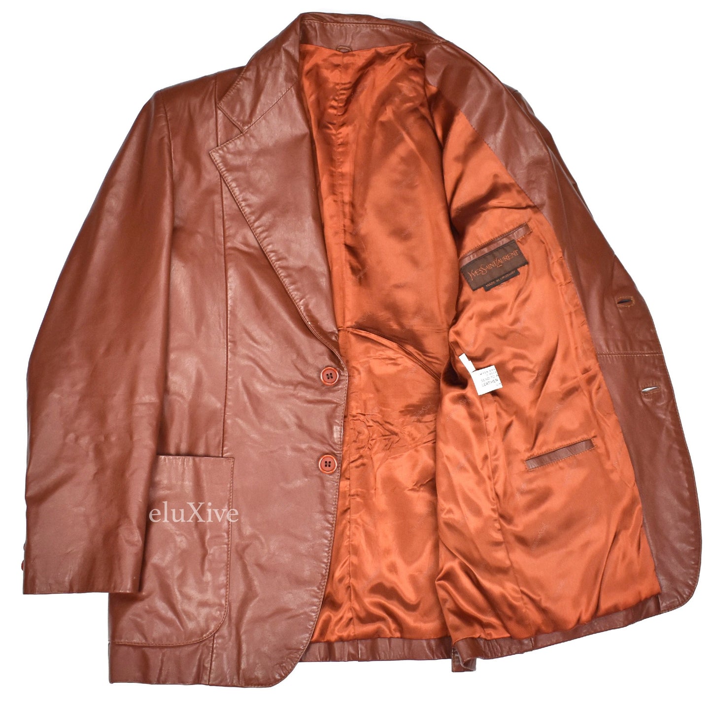 Yves Saint Laurent - 1970s Cognac Leather Blazer
