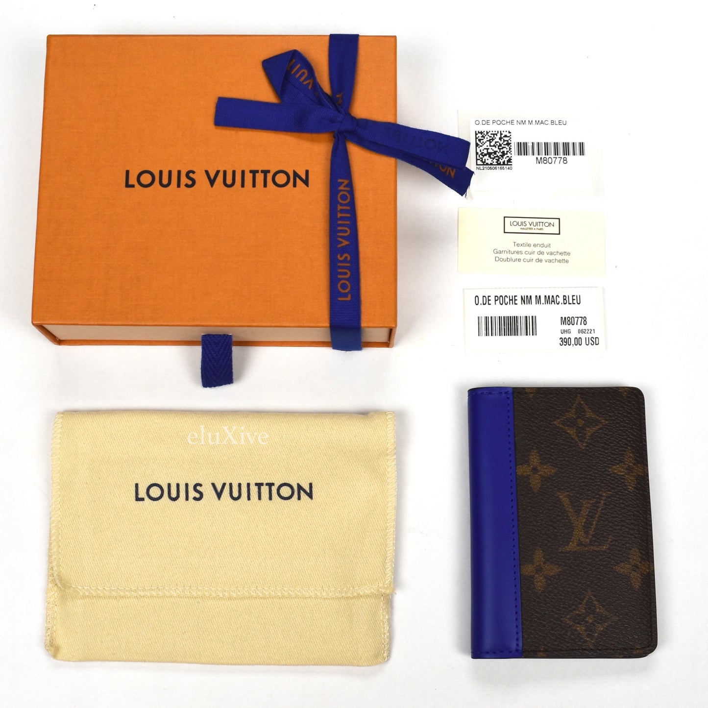 Louis Vuitton - Brown Monogram Macassar Pocket Organizer (Blue)