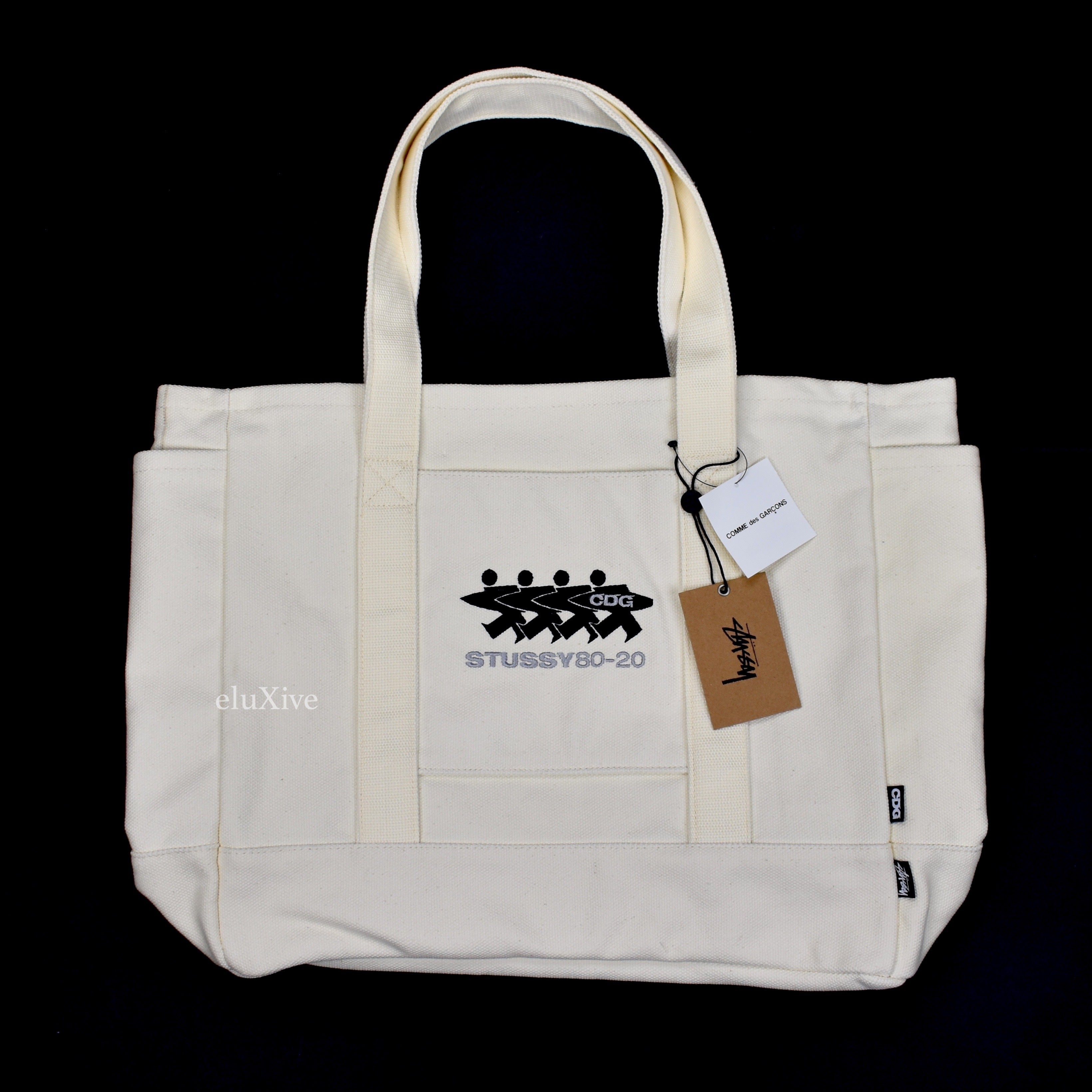 Comme des Garcons x Stussy - Surfman Logo Tote Bag (Cream) – eluXive