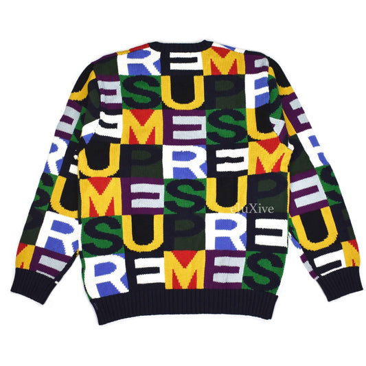 Supreme - Intarsia Knit Big Letters Logo Sweater