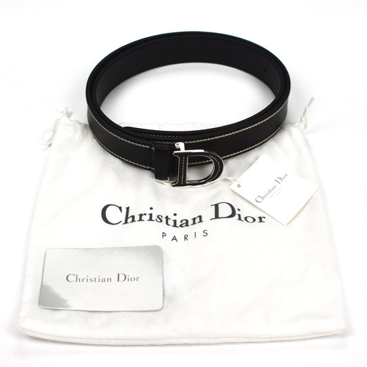 Dior - Black Leather D Logo Belt