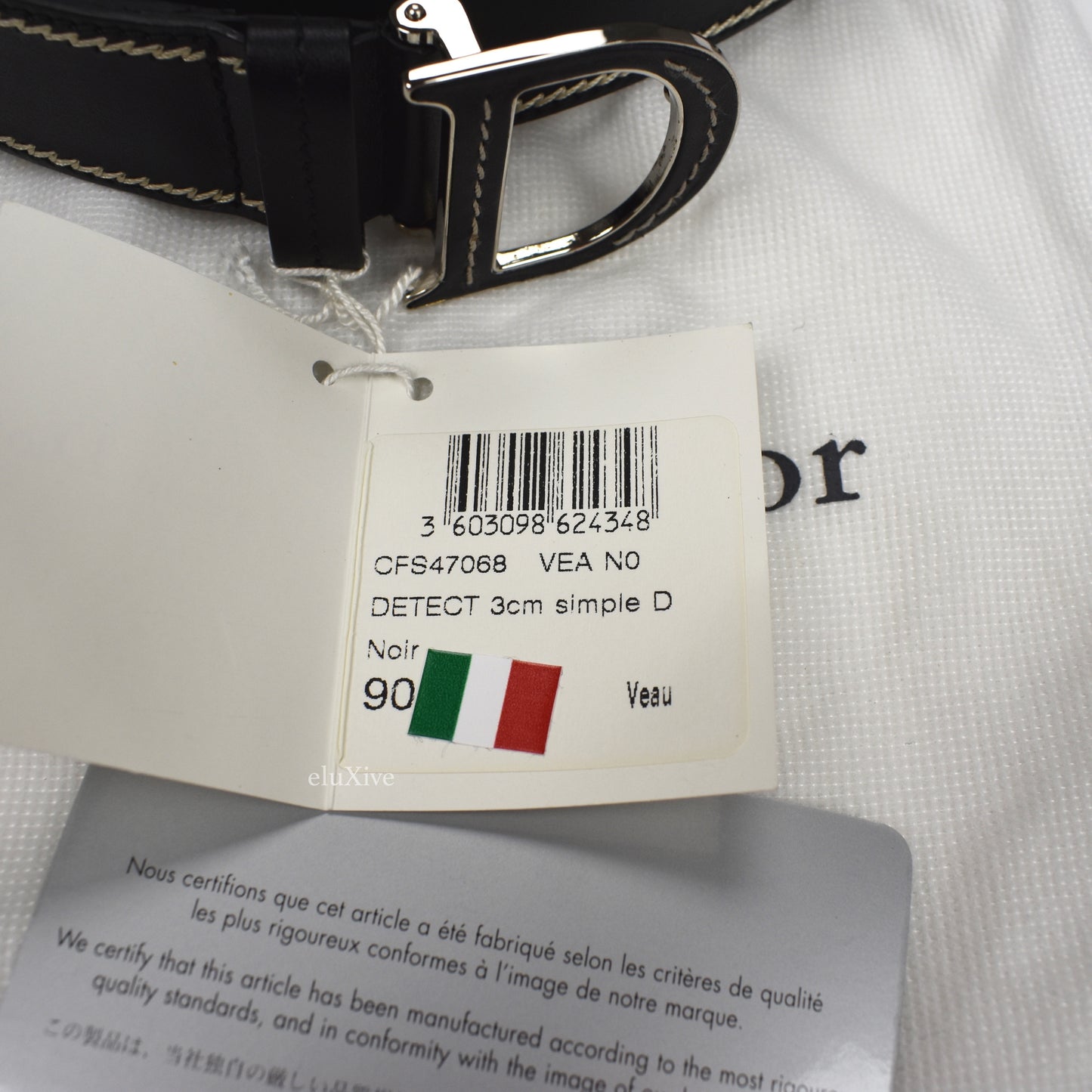 Dior - Black Leather D Logo Belt
