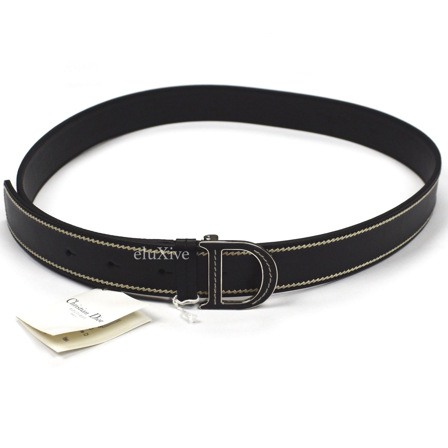 Dior - Black Leather D Logo Belt