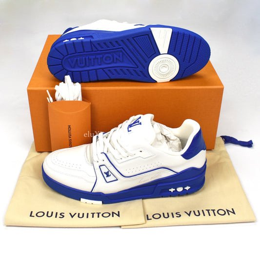 Louis Vuitton - White/Blue Leather Trainer Sneakers