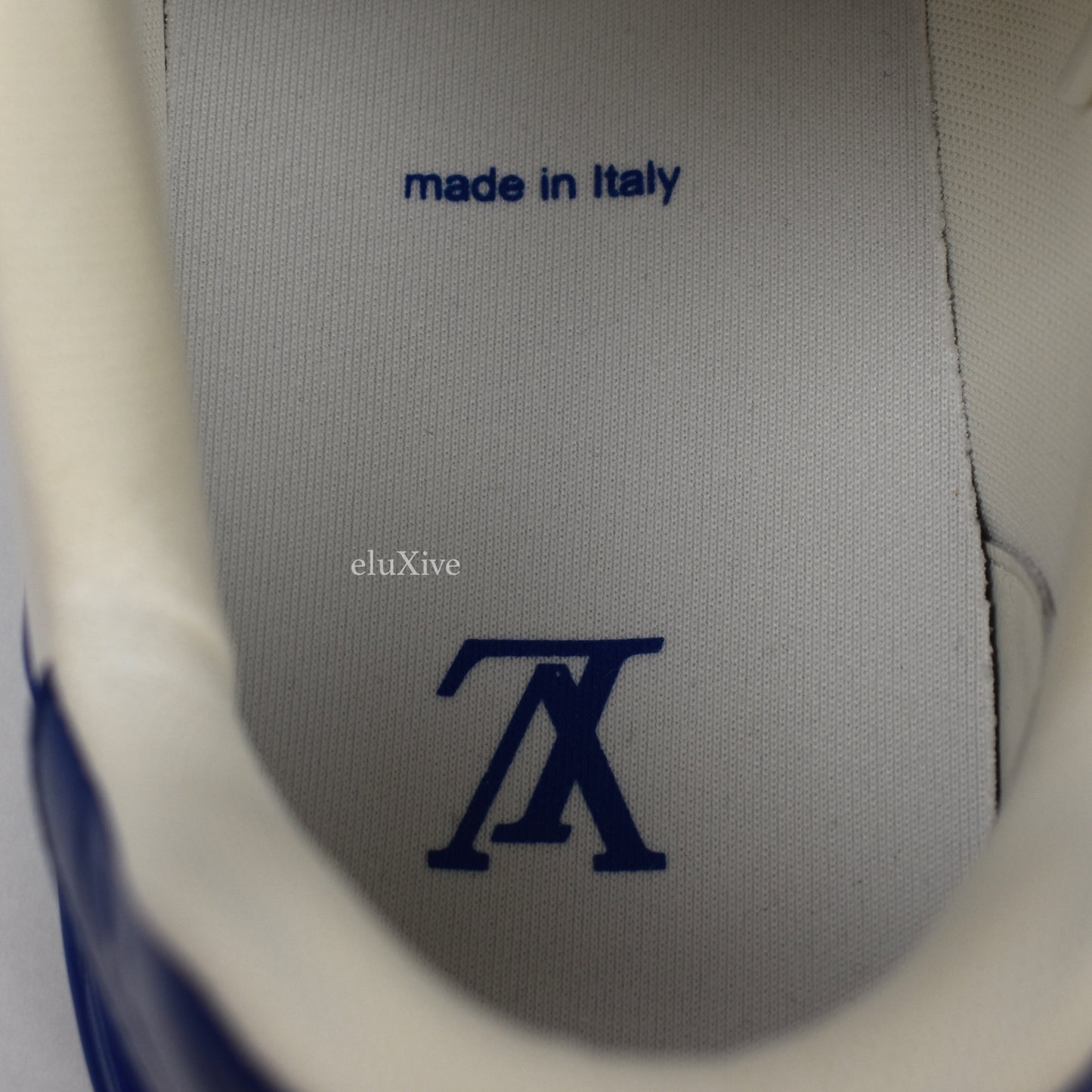 Louis Vuitton - White/Blue Leather Trainer Sneakers