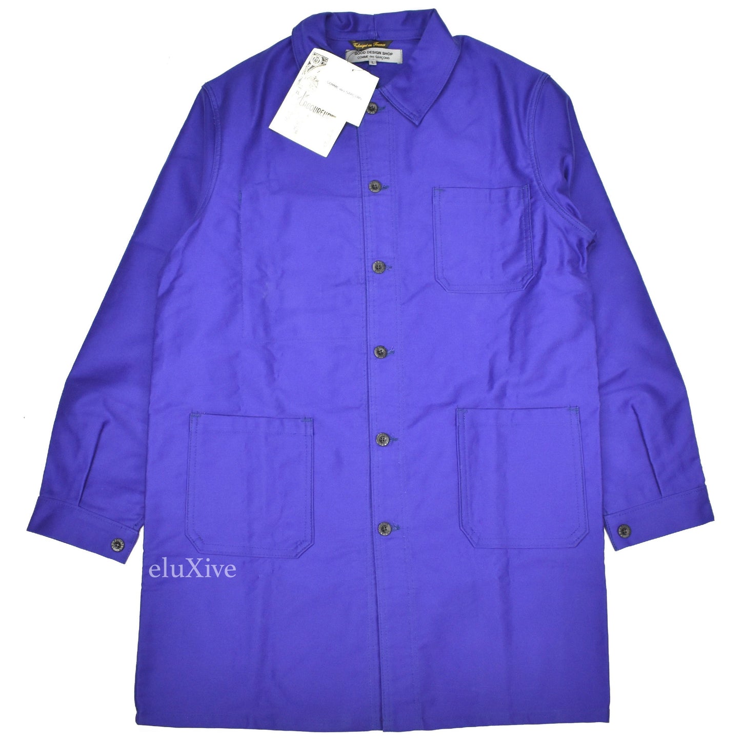 Comme des Garcons - Blue Logo Print Overcoat
