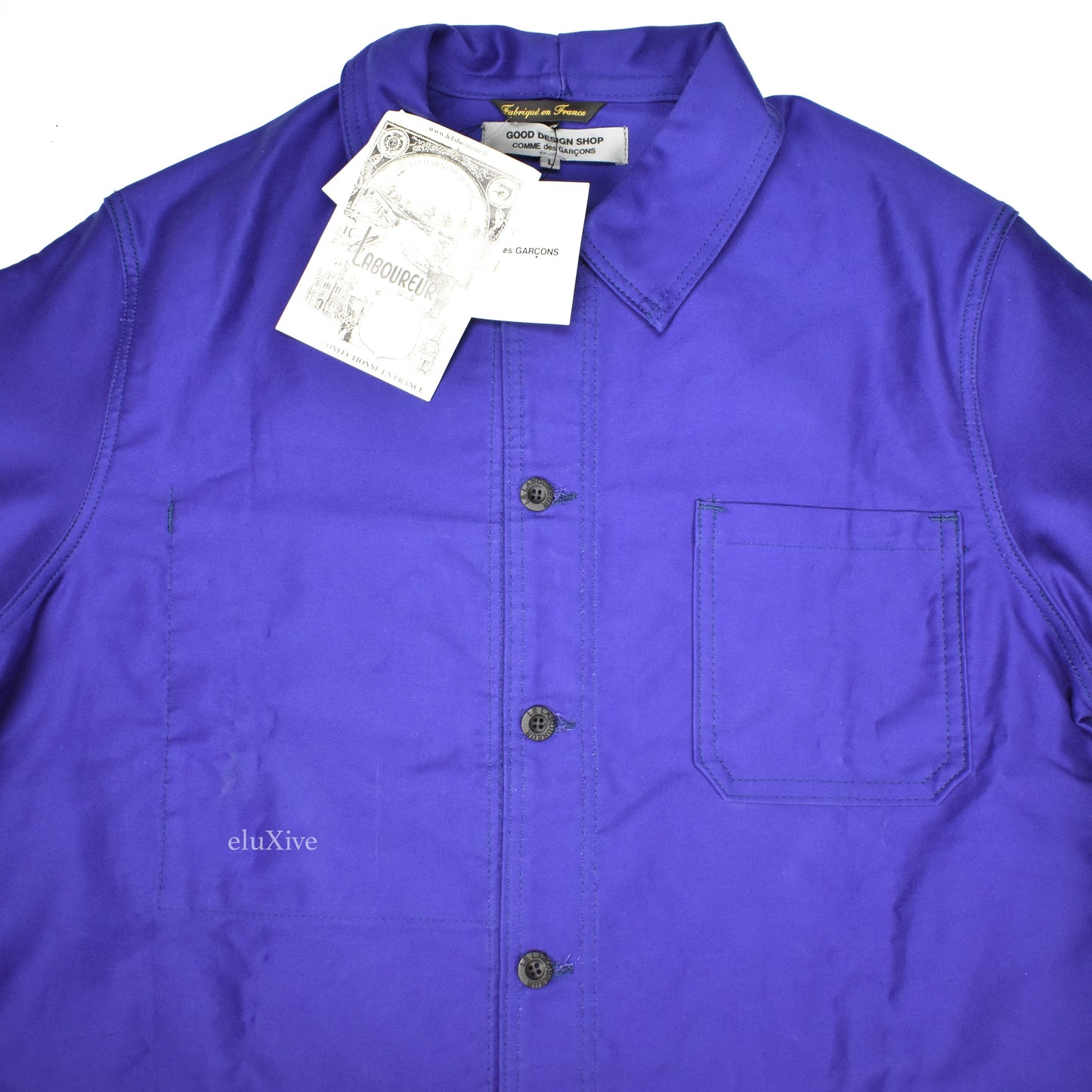 Comme des Garcons - Blue Logo Print Overcoat