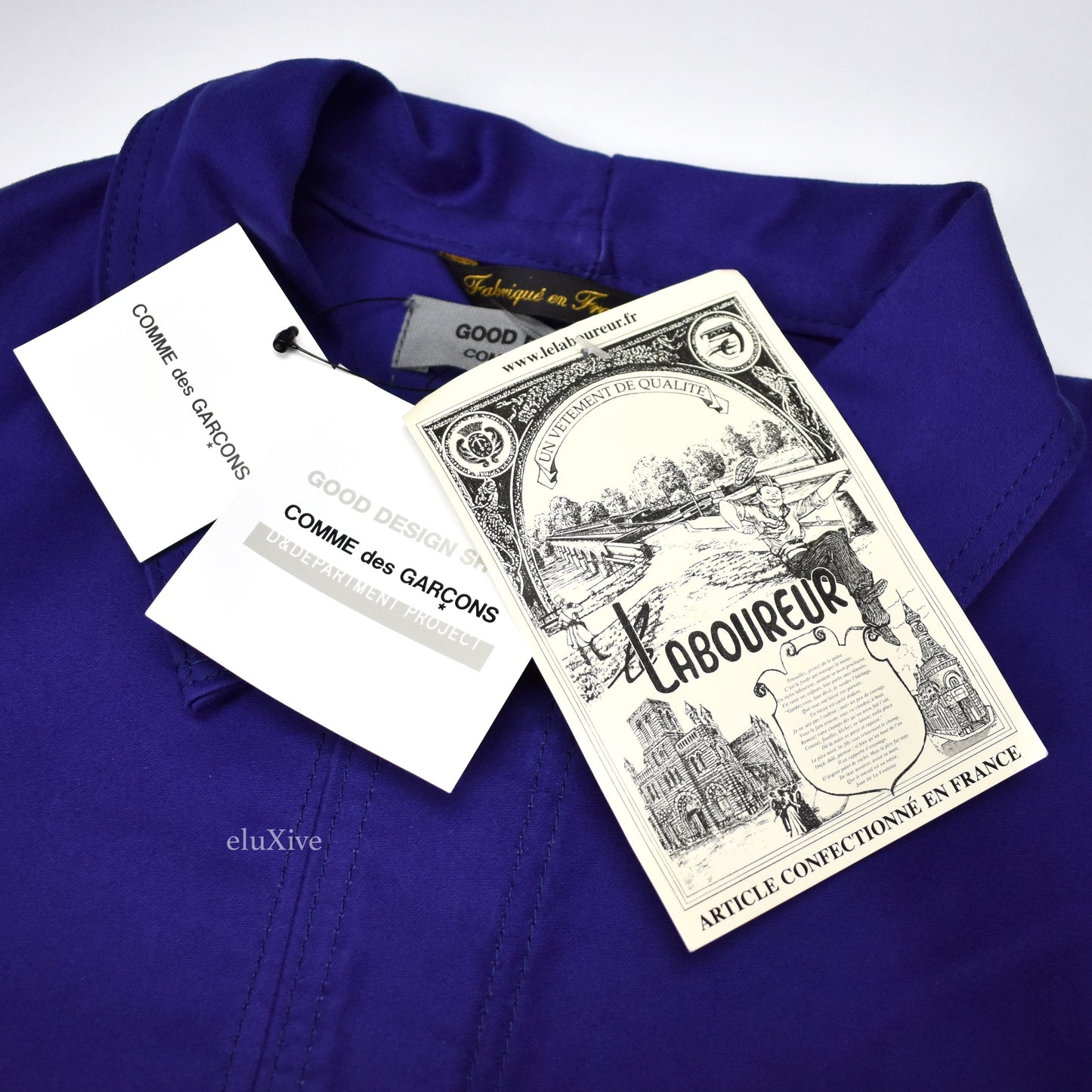 Comme des Garcons - Blue Logo Print Overcoat