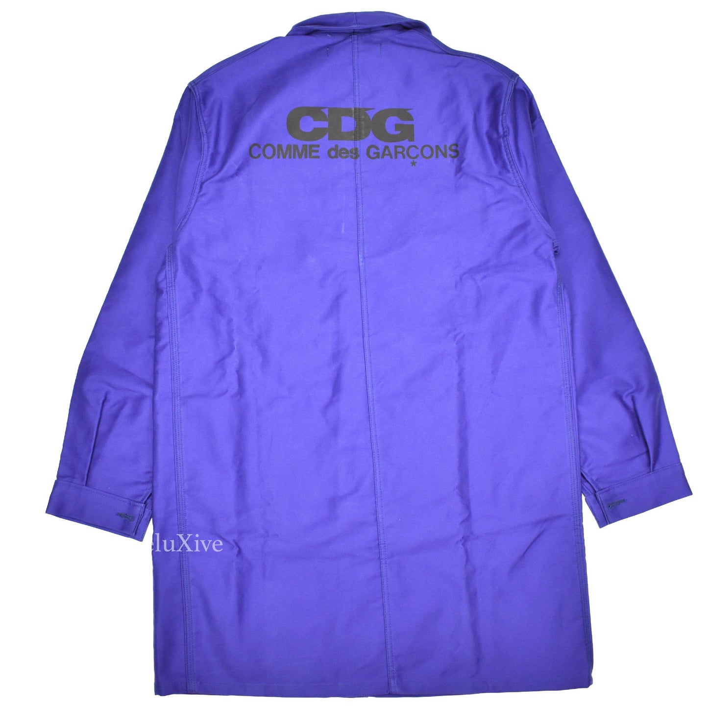 Comme des Garcons - Blue Logo Print Overcoat
