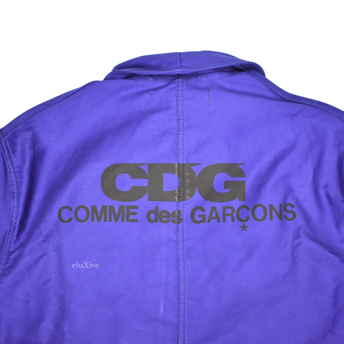 Comme des Garcons - Blue Logo Print Overcoat