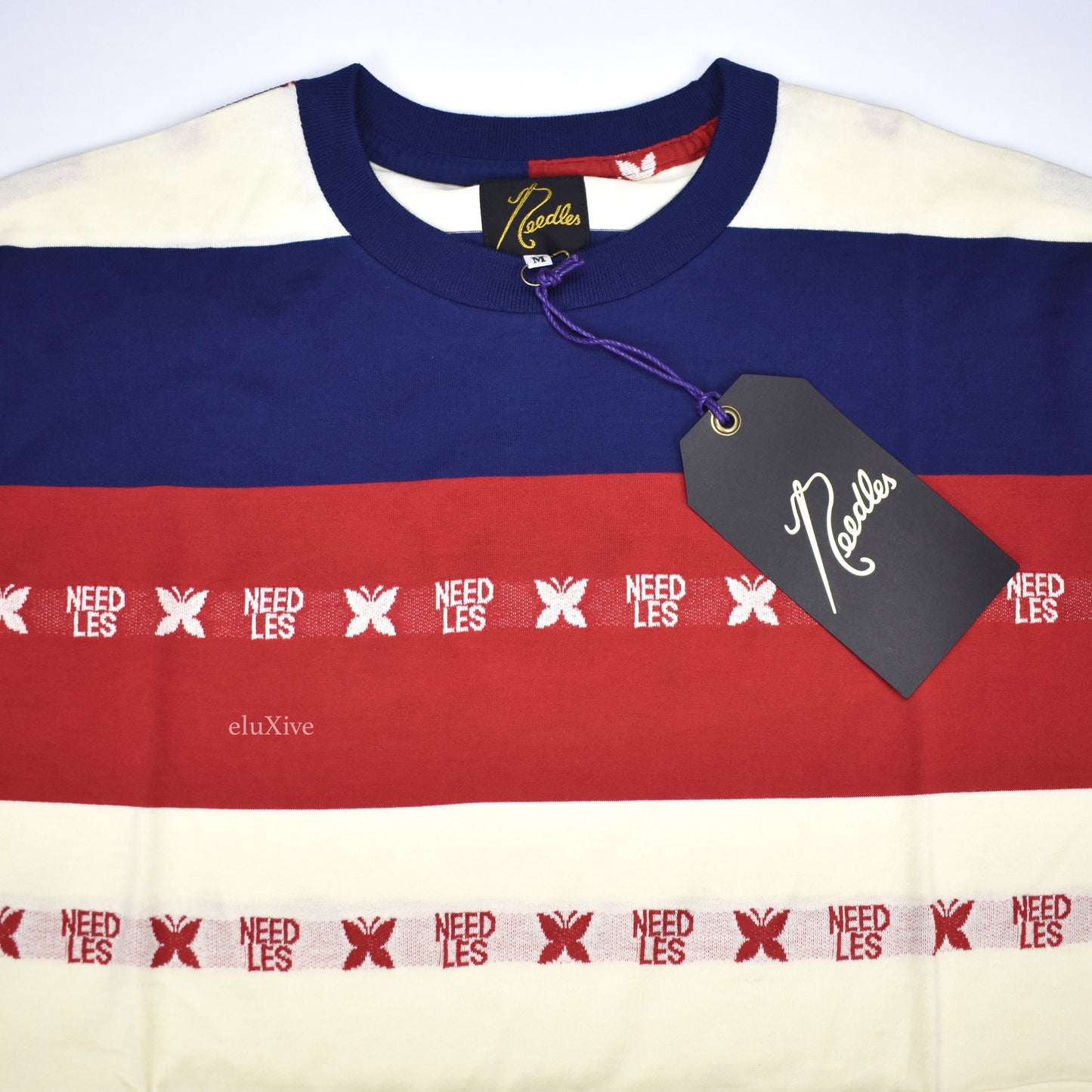 Needles - Logo Stripe Knit T-Shirt