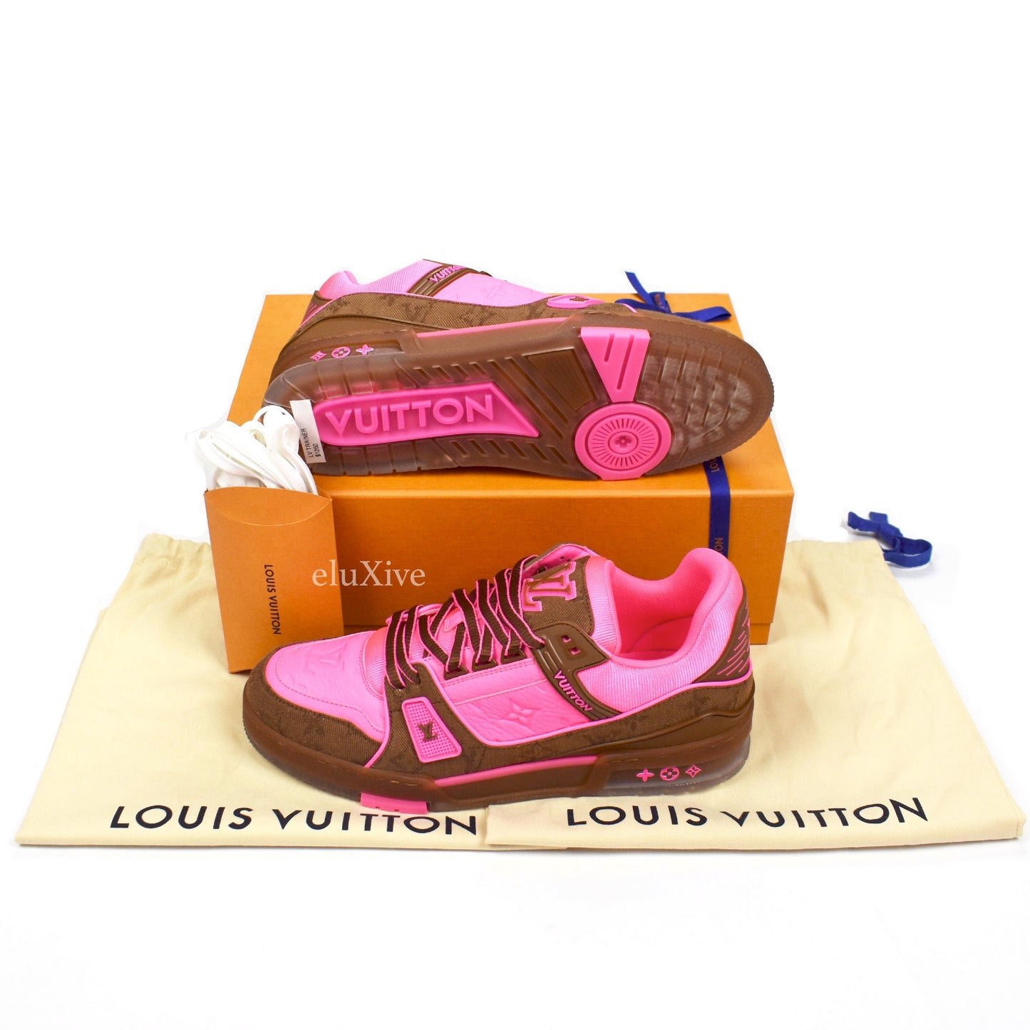 Louis Vuitton - Pink/Brown Leather Trainer Sneakers