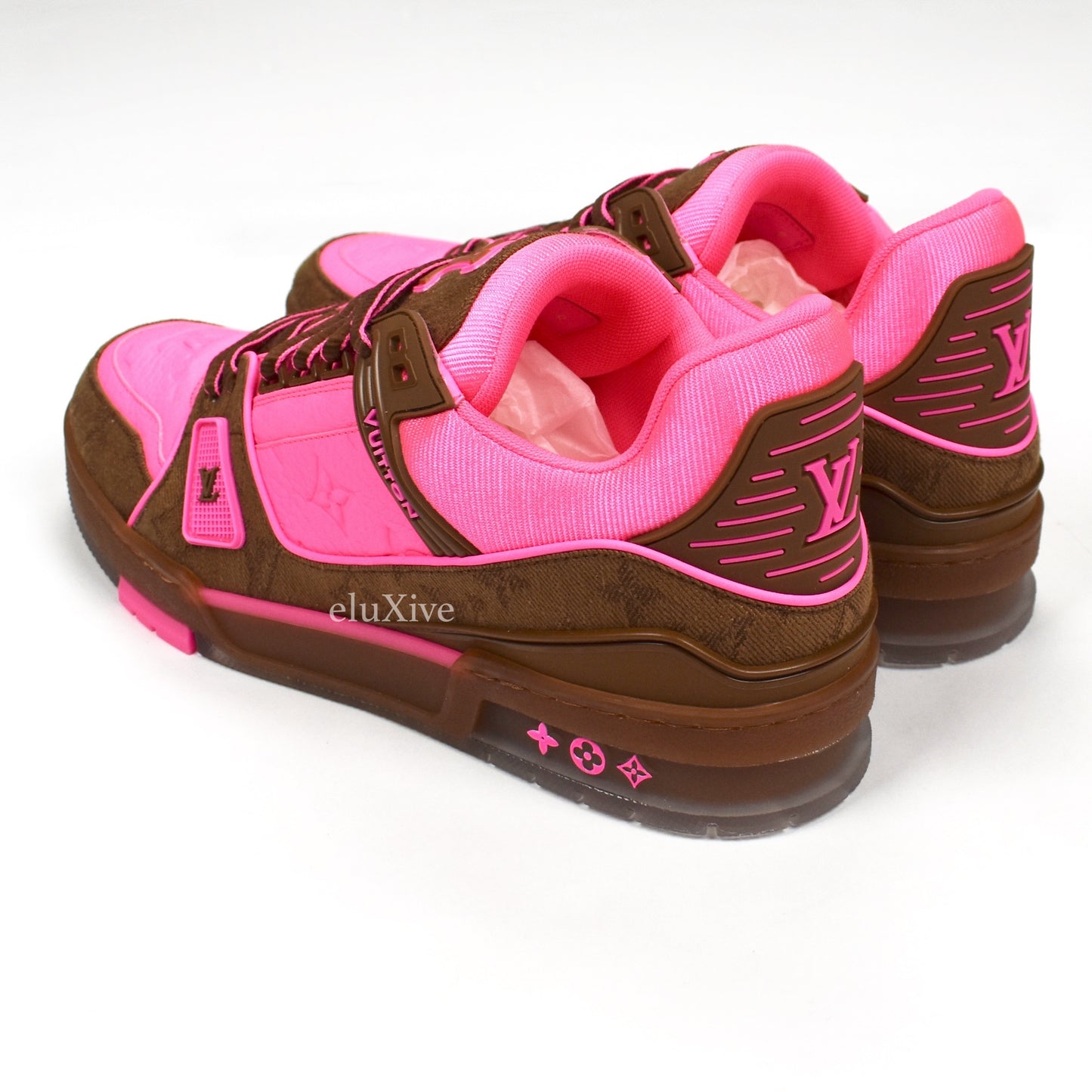 Louis Vuitton - Pink/Brown Leather Trainer Sneakers