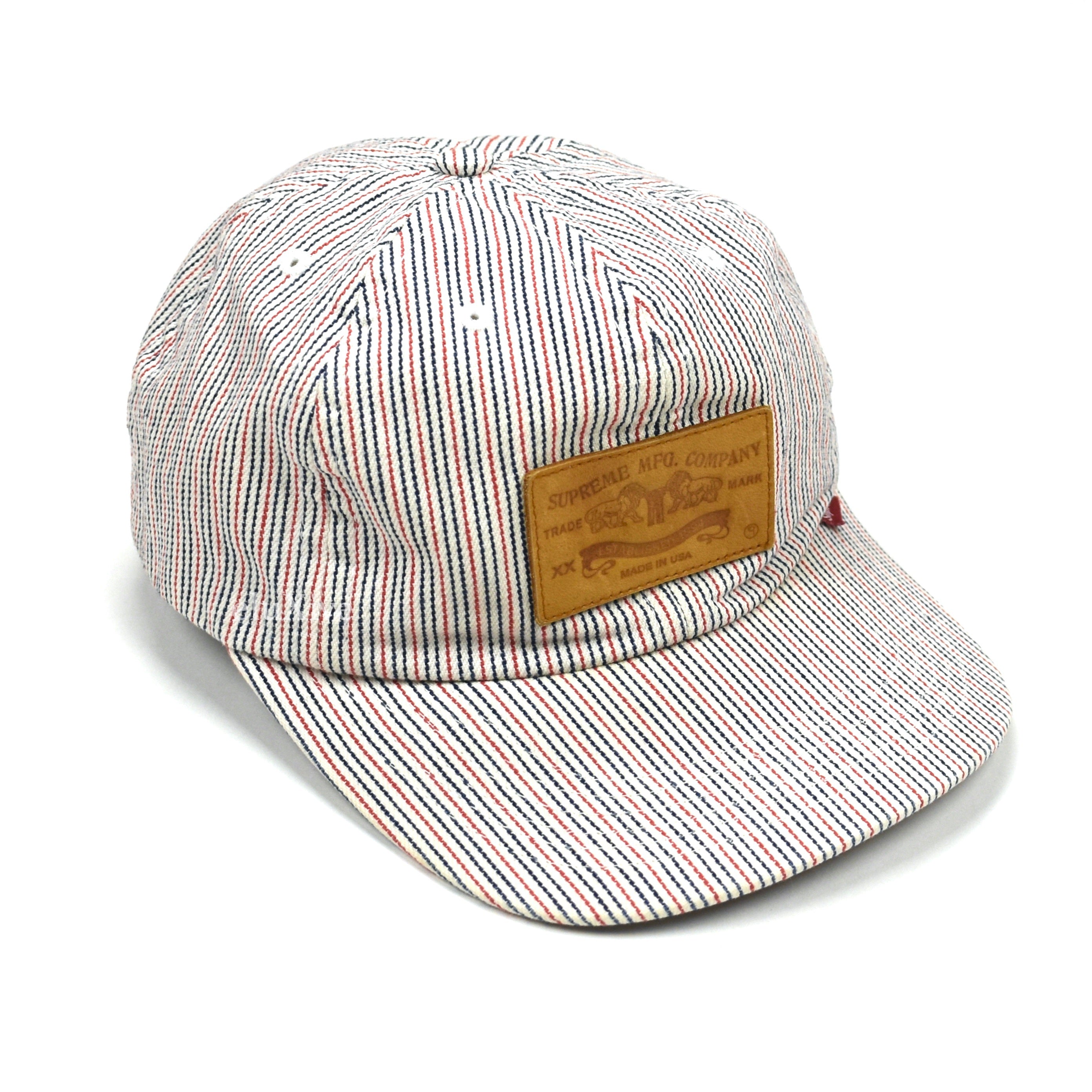 Supreme - Striped Denim 'Levi's' MFG Leather Patch Hat – eluXive