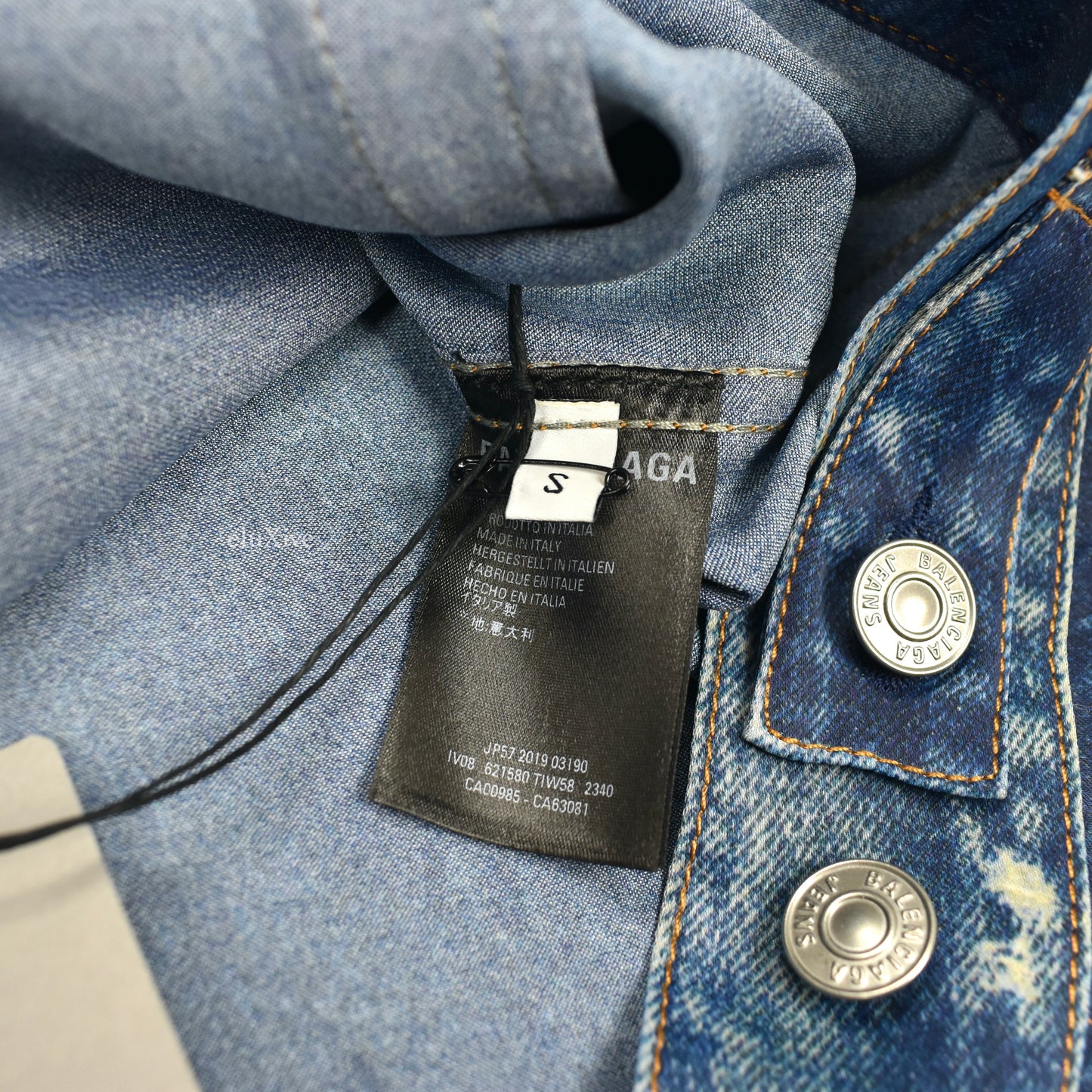 Balenciaga - Denim Effect Print Viscose Trucker Jacket