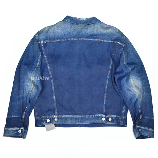Balenciaga - Denim Effect Print Viscose Trucker Jacket